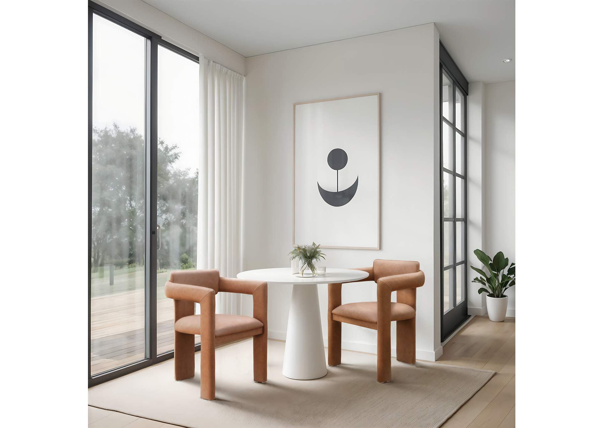 Brenda Cognac Vegan Leather Dining Chair