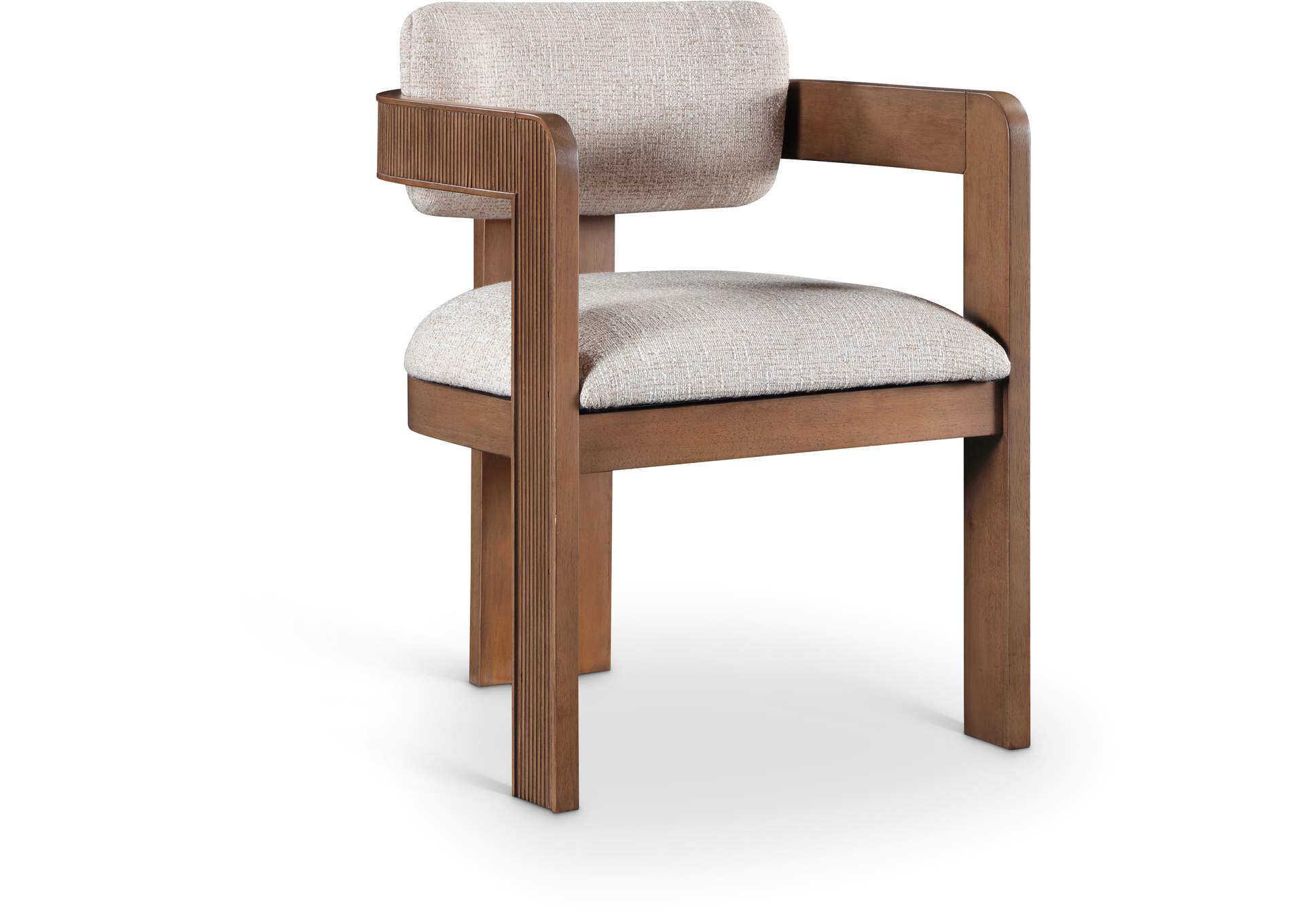 Sacha Beige Linen Textured Fabric Dining Chair