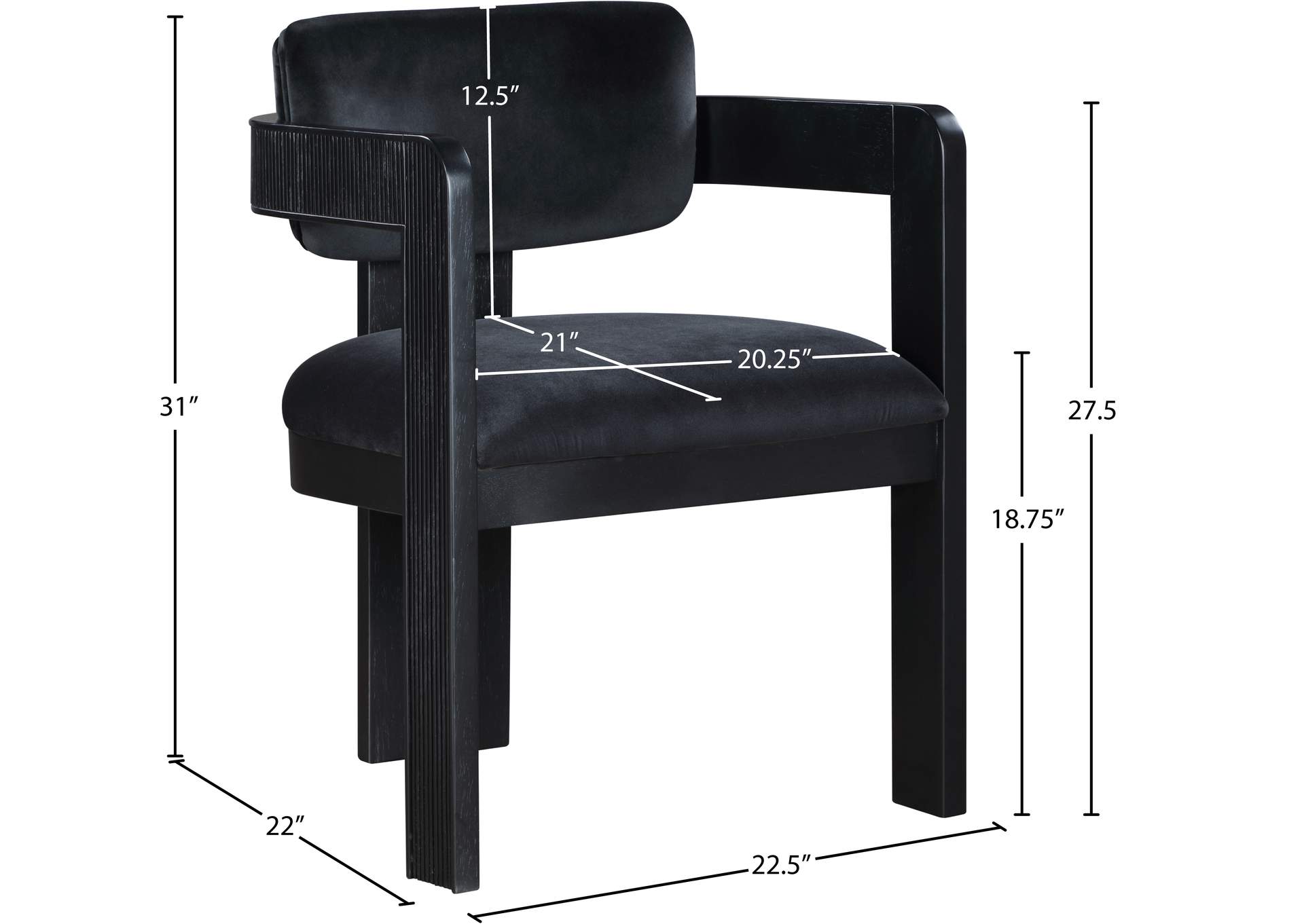 Sacha Black Velvet Dining Chair