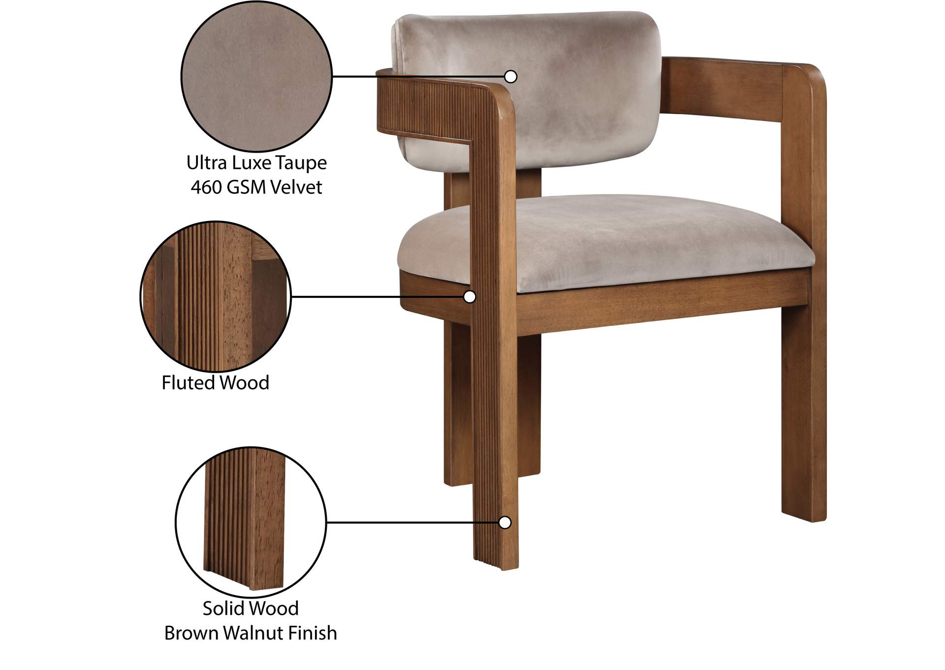 Sacha Taupe Velvet Dining Chair