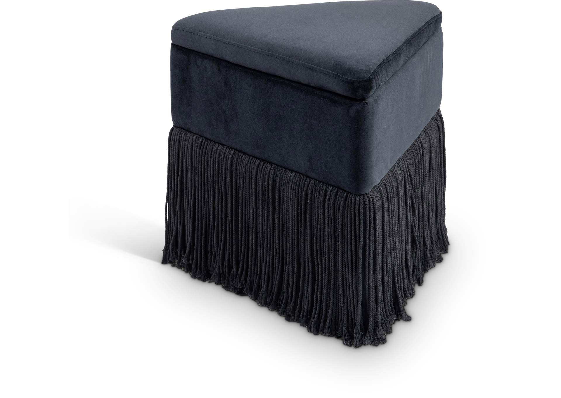 Trivoli Black Velvet Ottoman - Stool