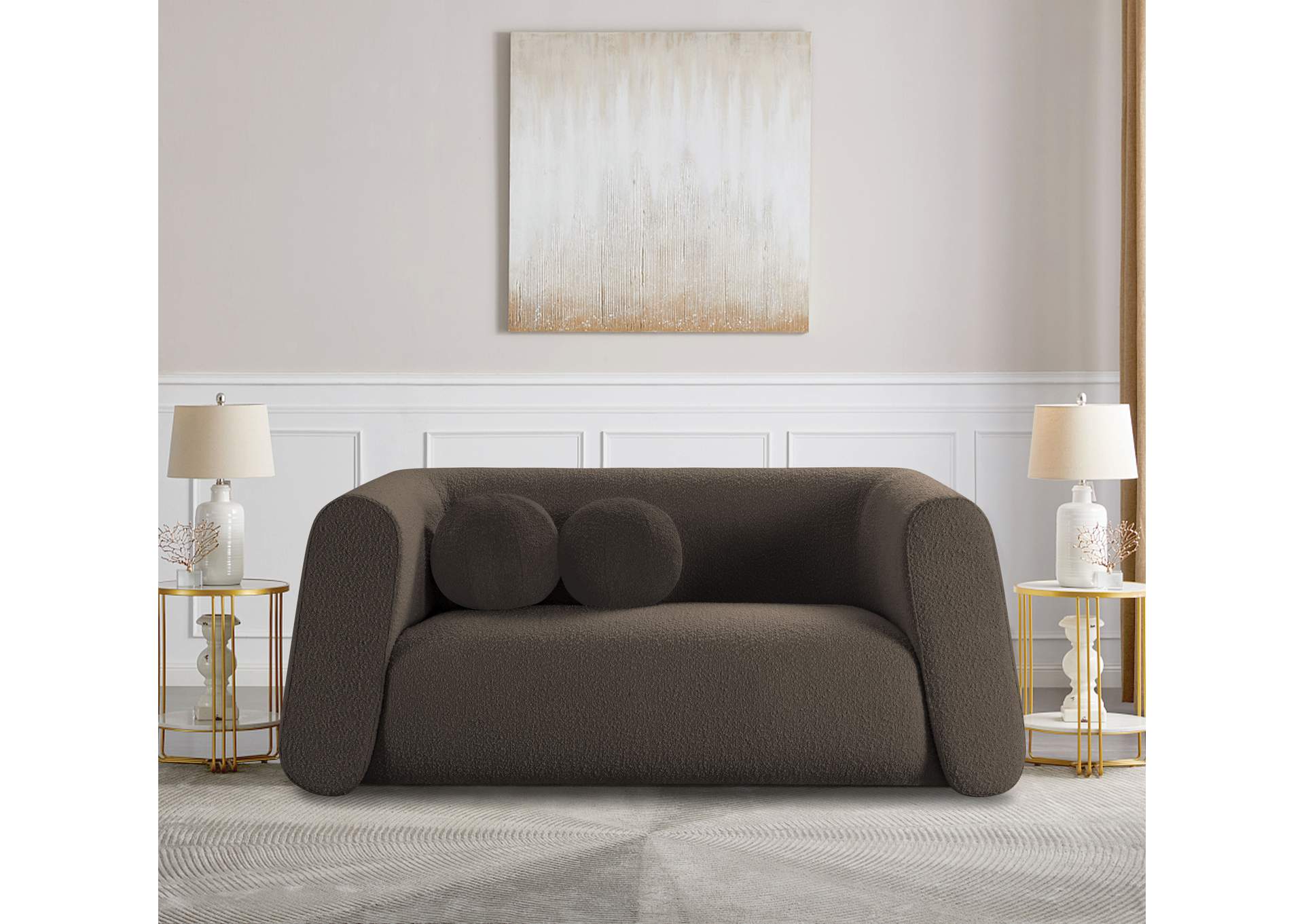 Abbington Brown Boucle Fabric Loveseat