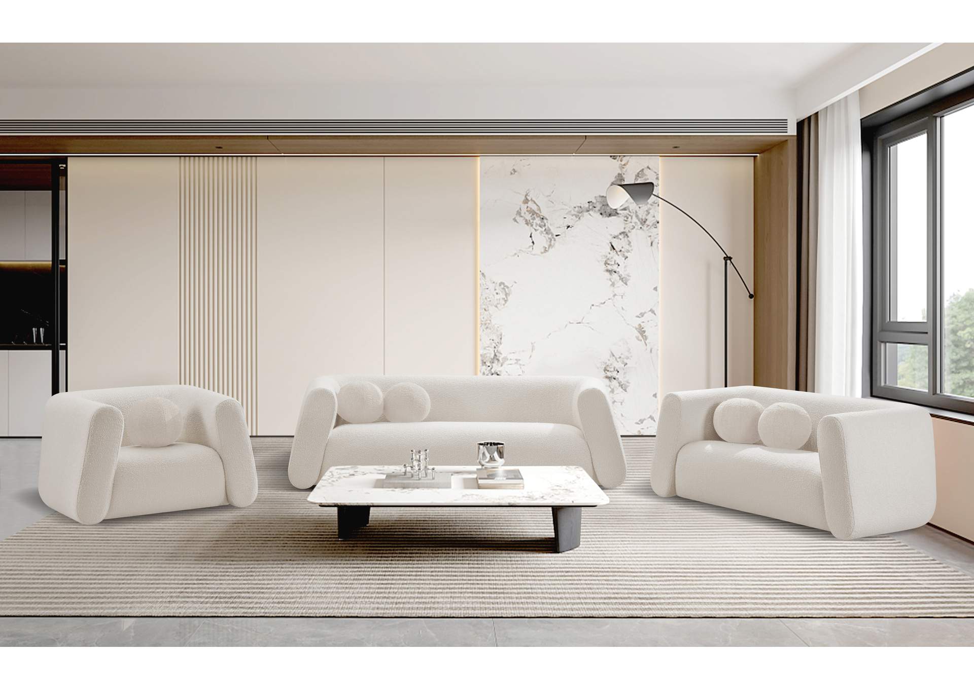 Abbington Cream Boucle Fabric Loveseat