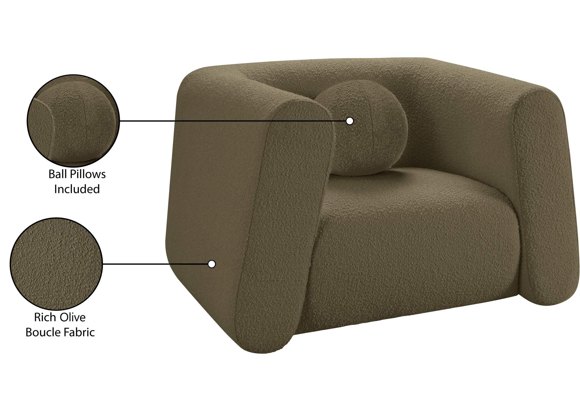 Abbington Olive Boucle Fabric Chair