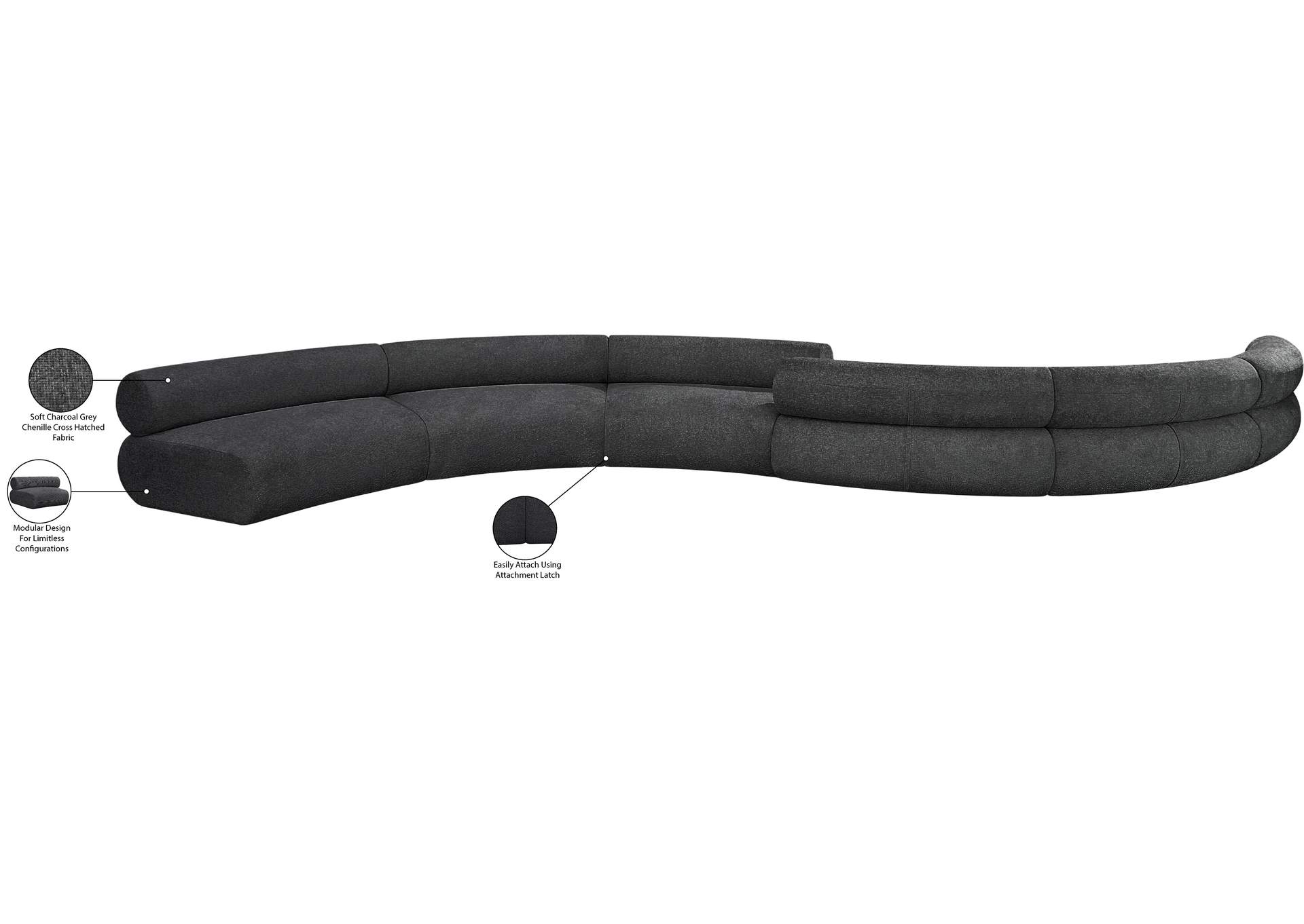 Bale Grey Chenille Fabric Modular Sofa