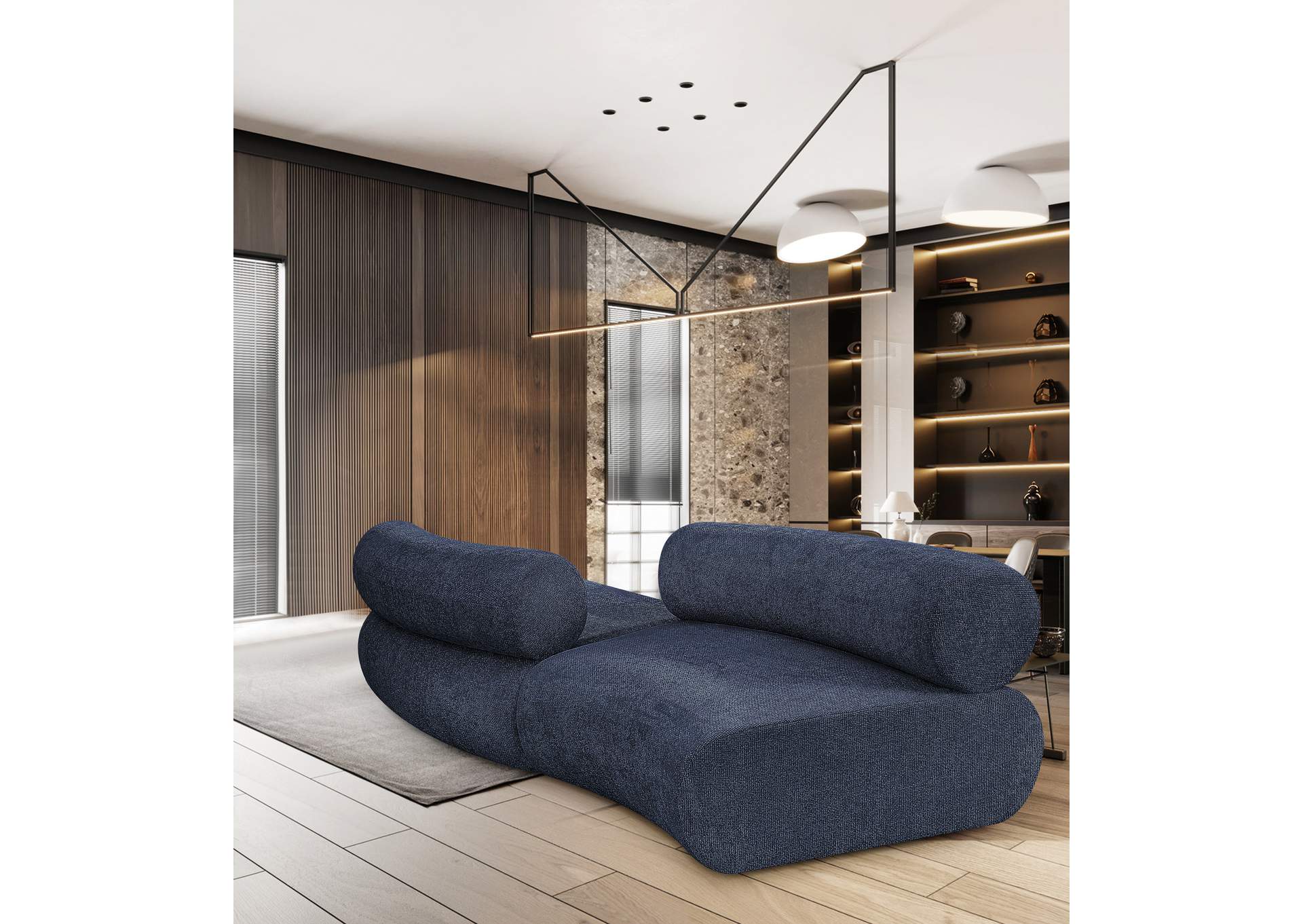Bale Navy Chenille Fabric Modular Sofa