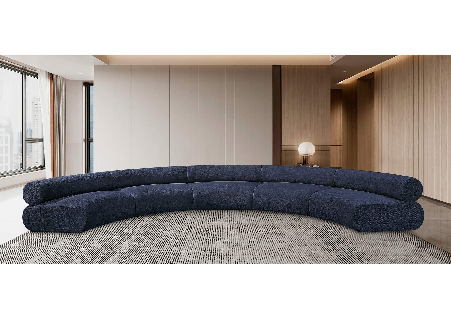 Bale Navy Chenille Fabric Modular Sofa