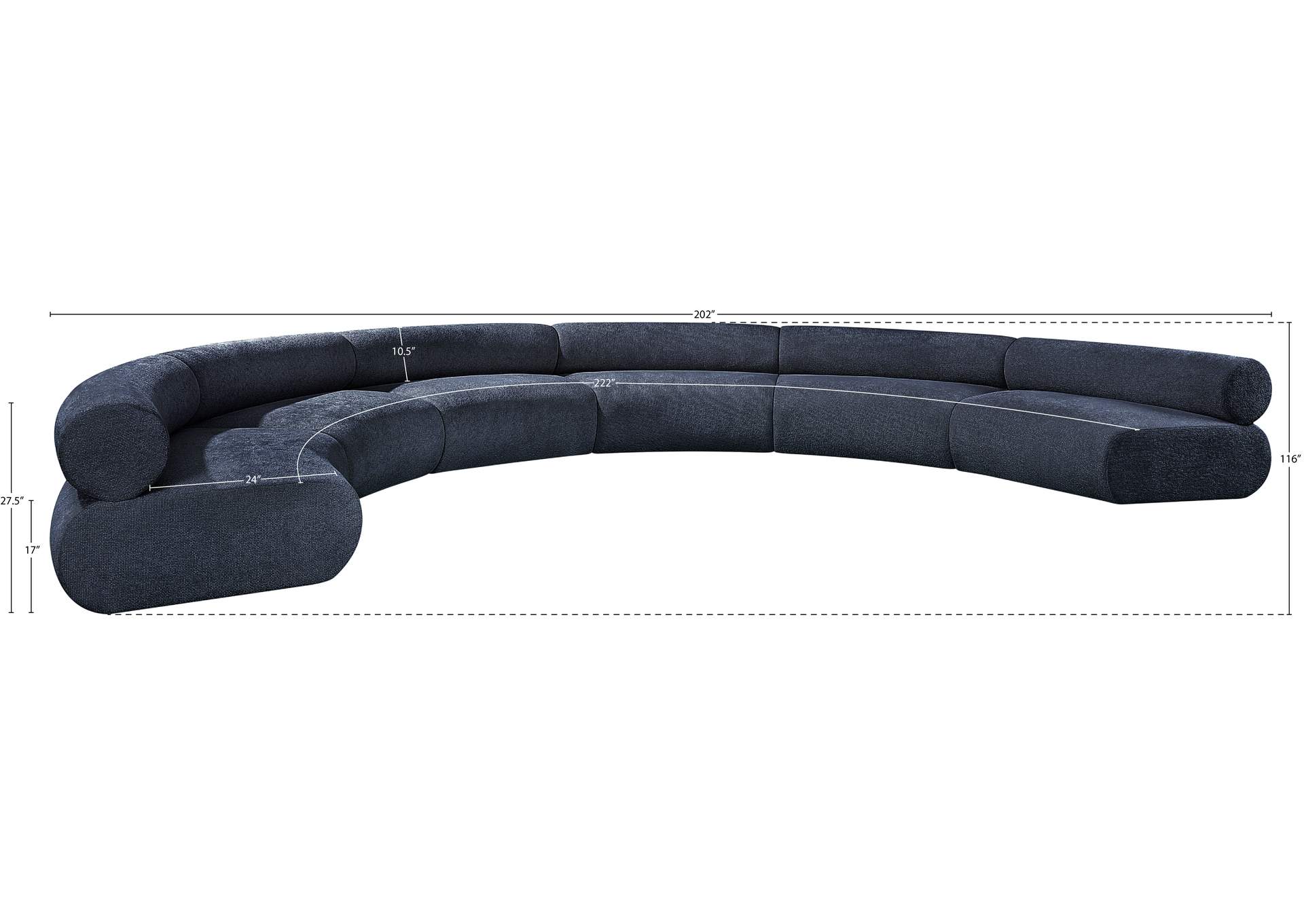 Bale Navy Chenille Fabric Modular Sofa