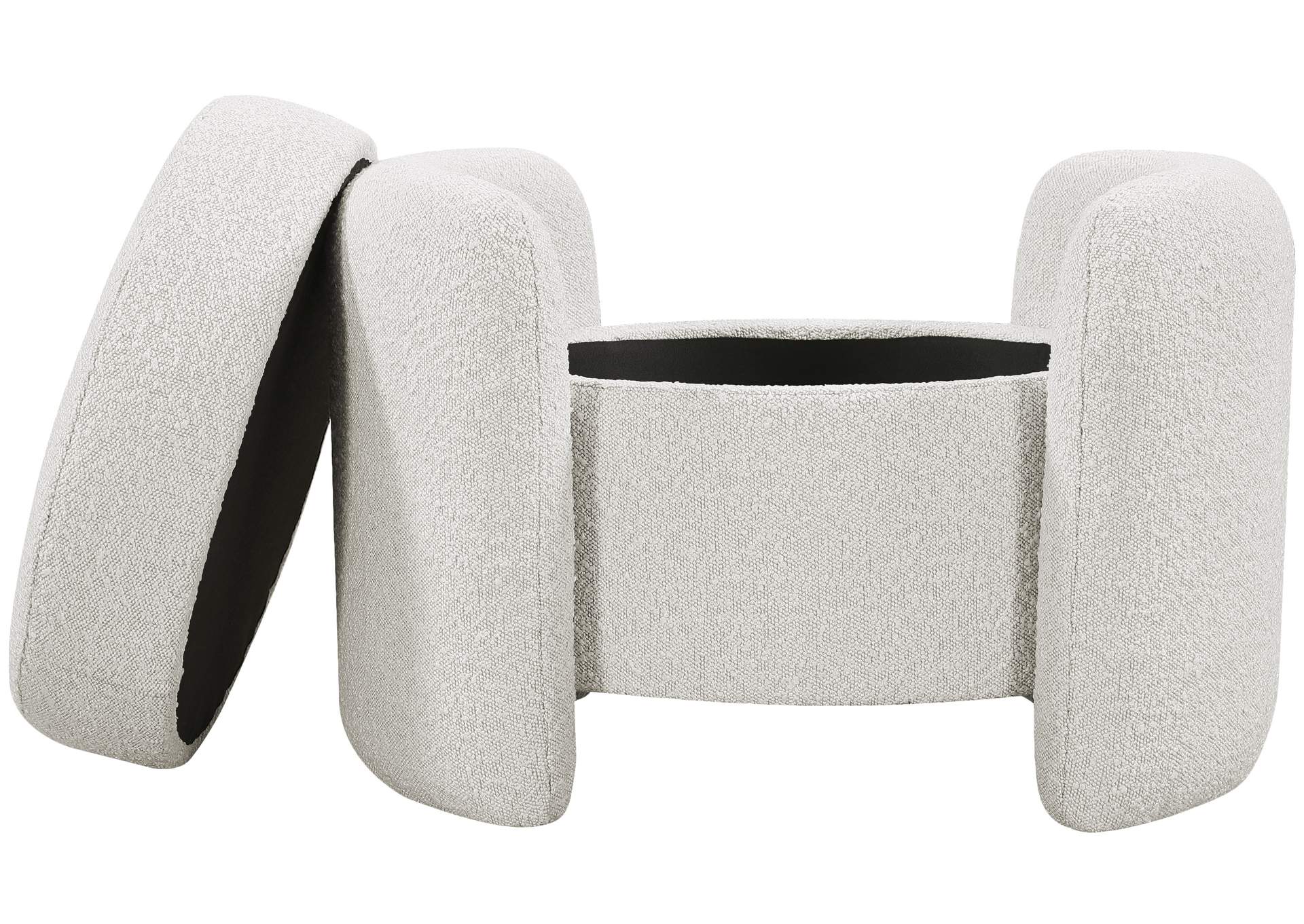 Horizon Cream Boucle Fabric Ottoman