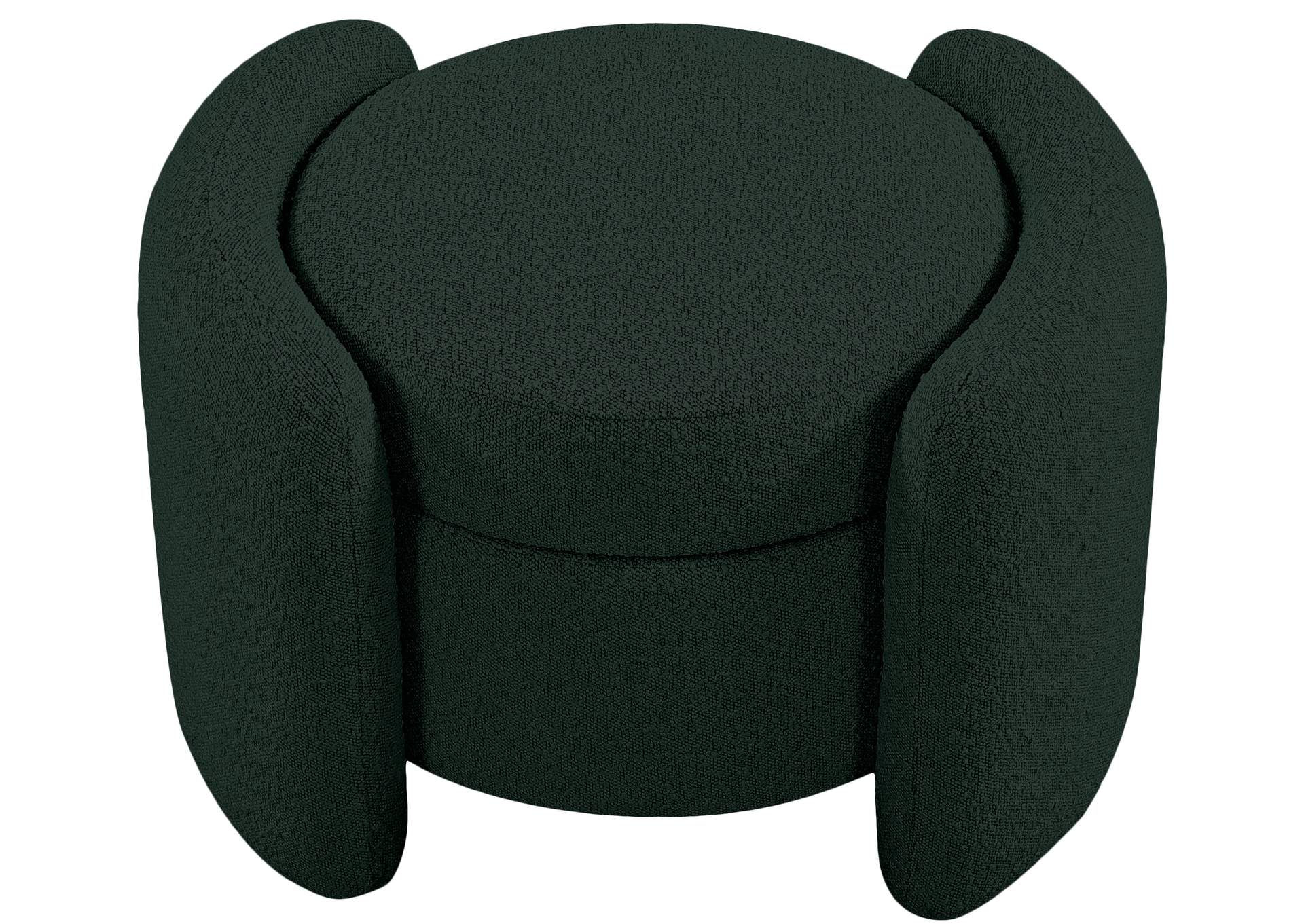 Horizon Green Boucle Fabric Ottoman