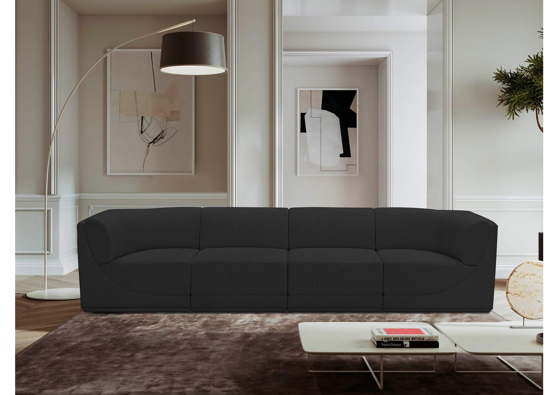 Ollie Black Boucle Fabric Modular Sofa