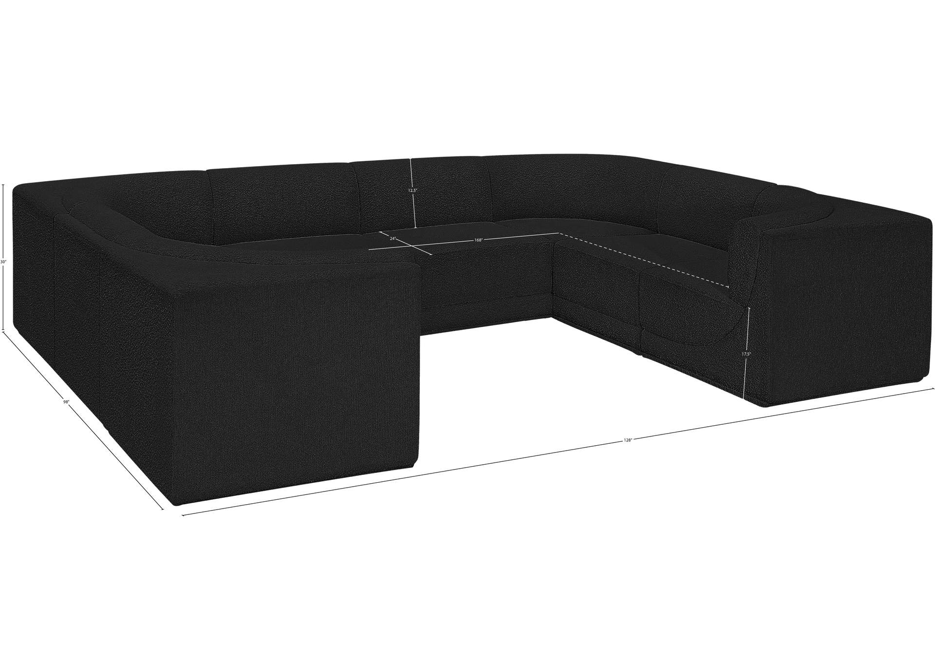 Ollie Black Boucle Fabric Modular Sectional