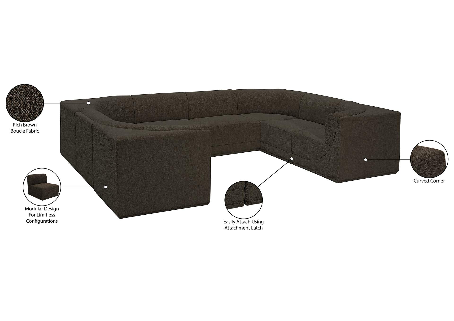 Ollie Brown Boucle Fabric Modular Sectional