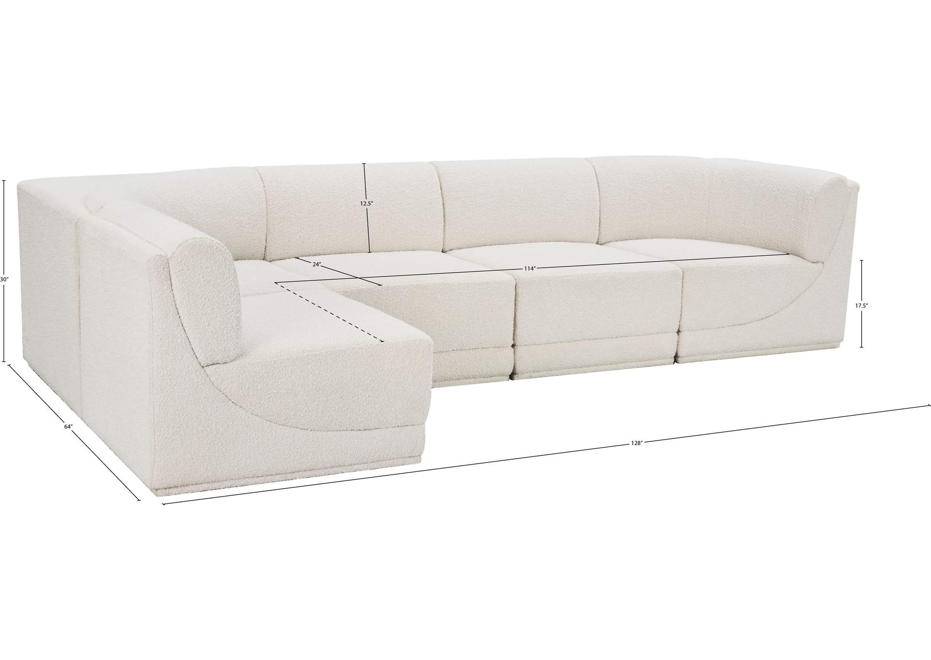 Ollie Cream Boucle Fabric Modular Sectional