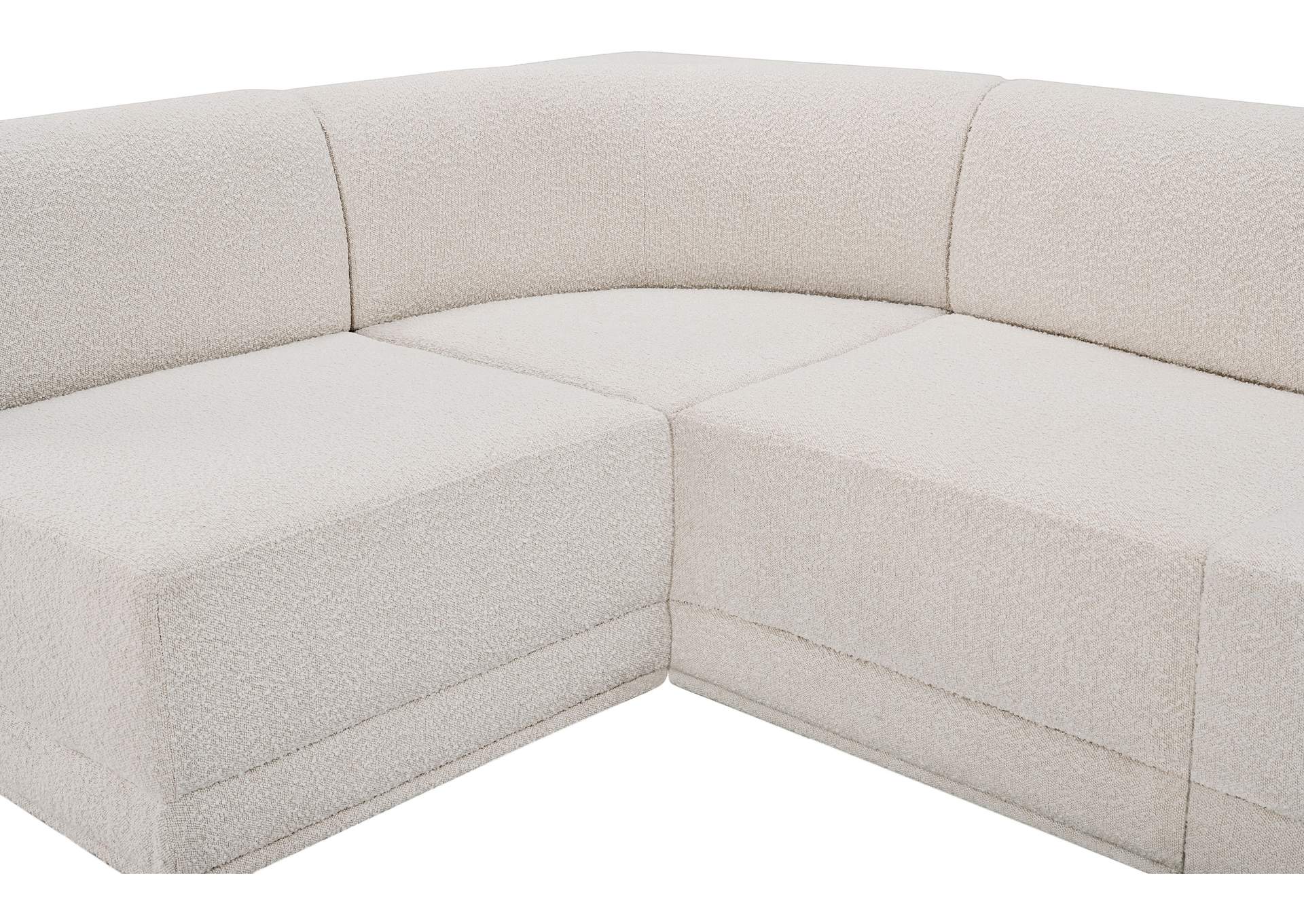 Ollie Cream Boucle Fabric Modular Sectional