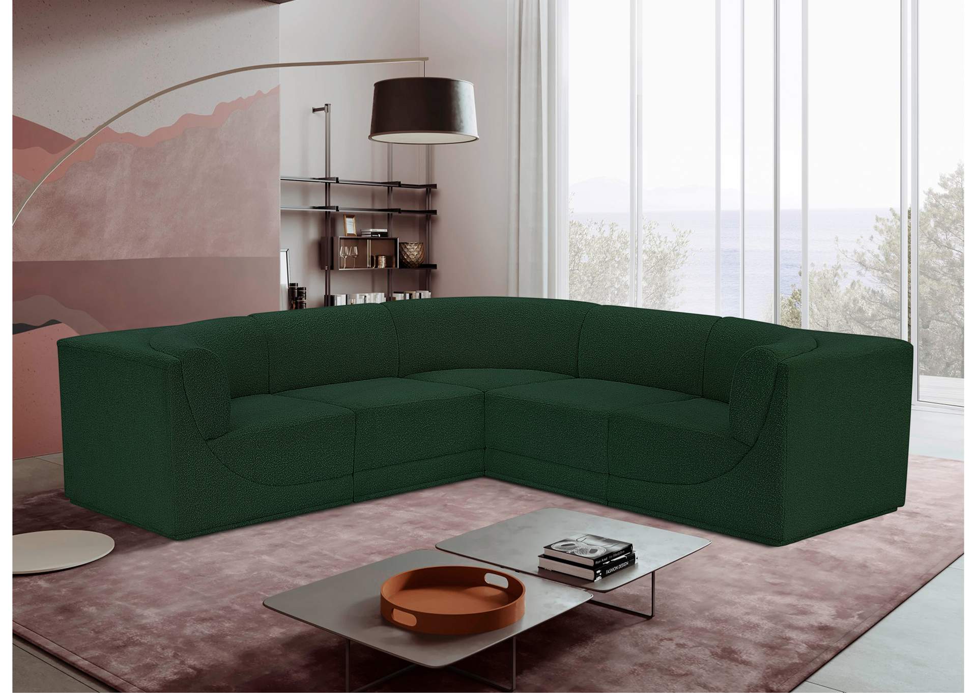 Ollie Green Boucle Fabric Modular Sectional