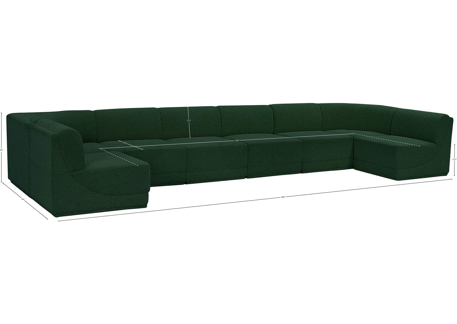 Ollie Green Boucle Fabric Modular Sectional
