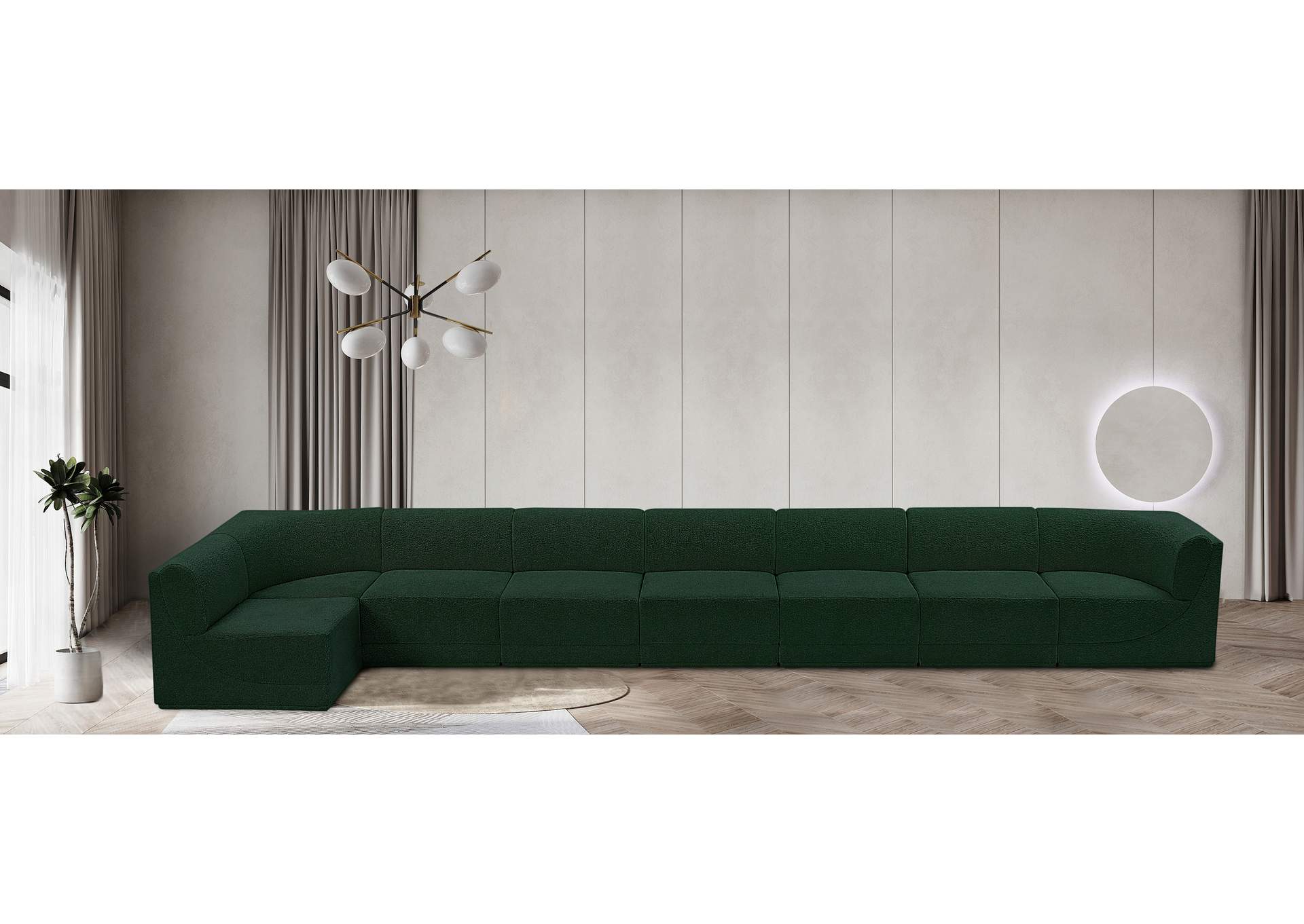 Ollie Green Boucle Fabric Modular Sectional