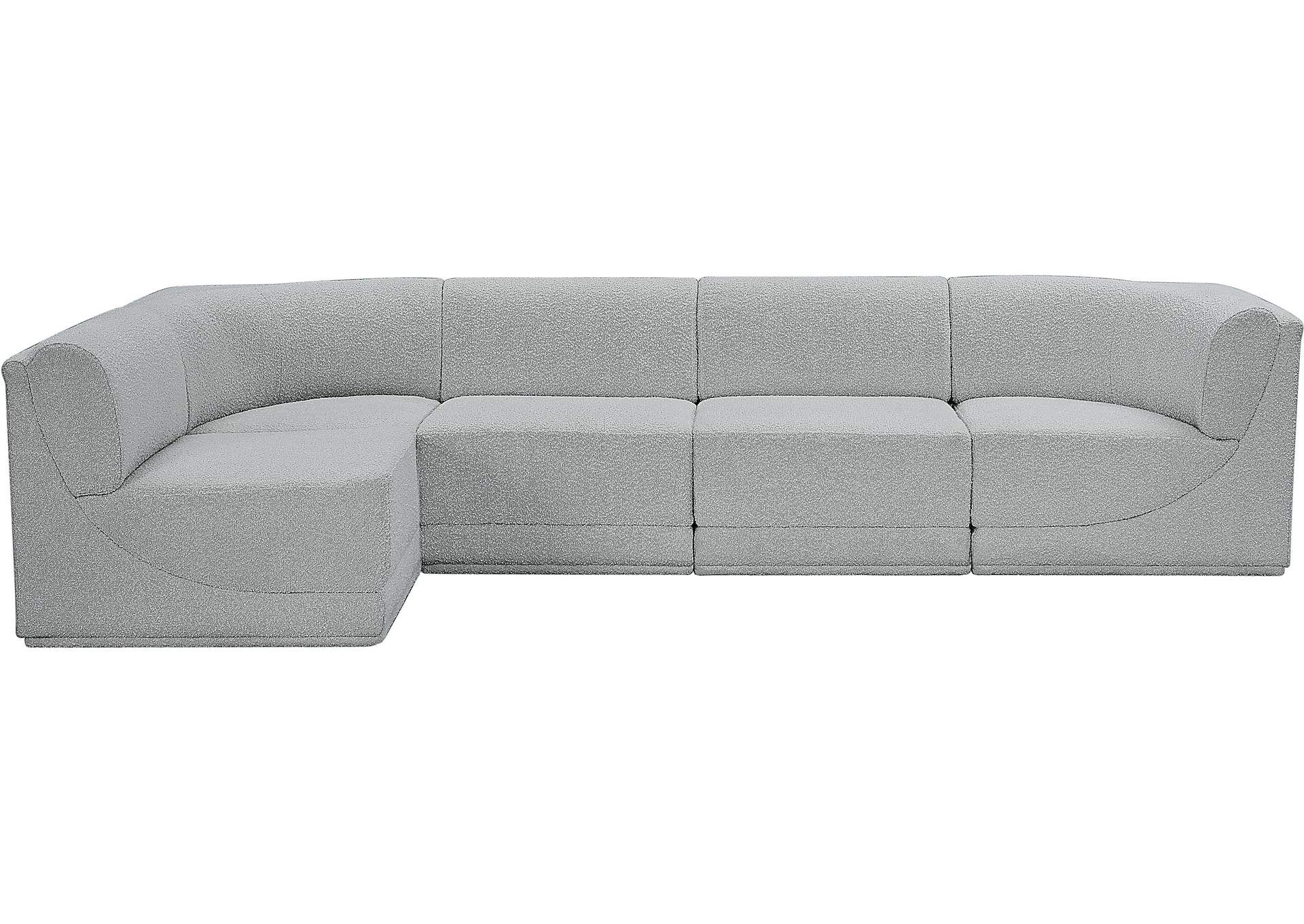 Ollie Grey Boucle Fabric Modular Sectional