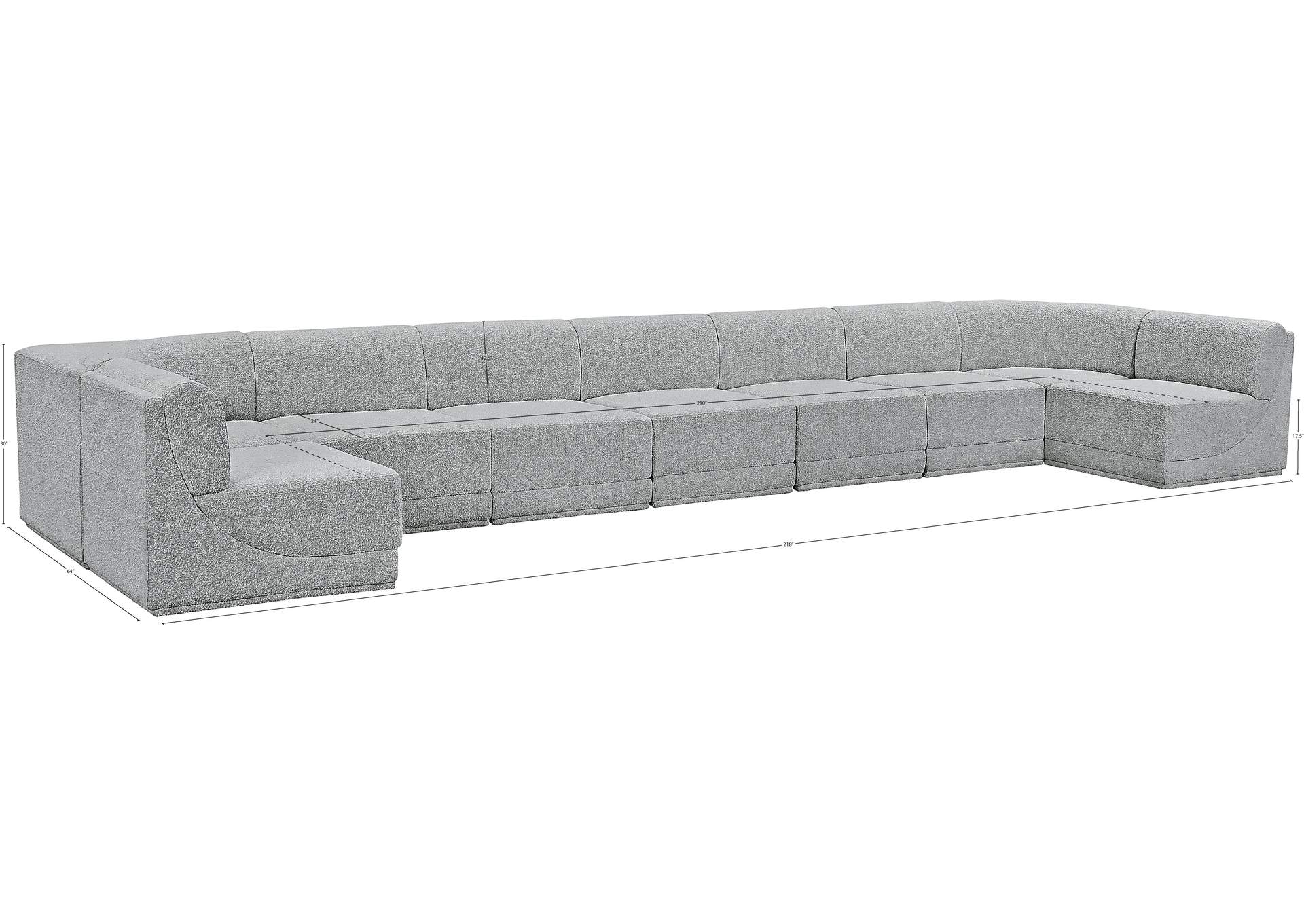 Ollie Grey Boucle Fabric Modular Sectional