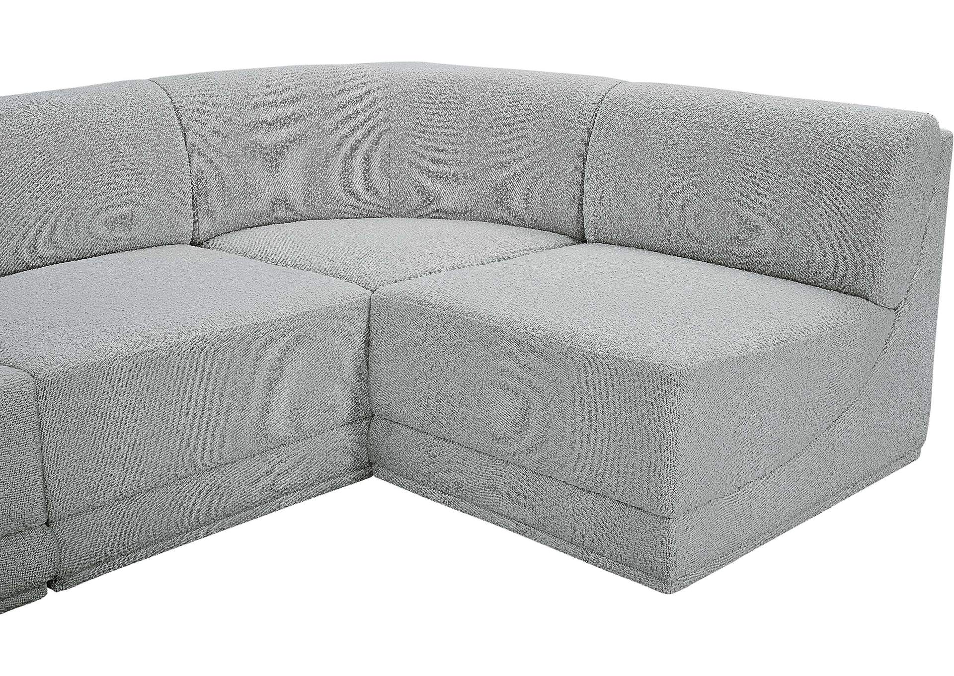 Ollie Grey Boucle Fabric Modular Sectional