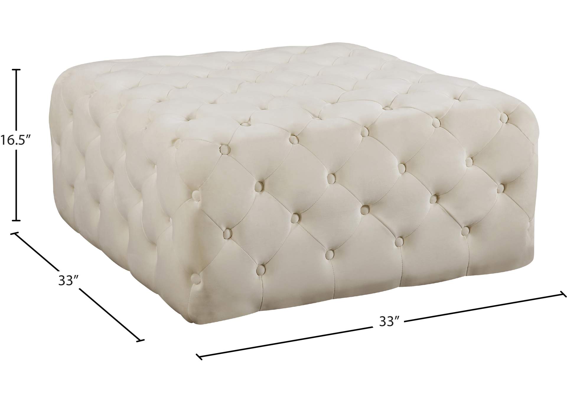 Ariel Cream Velvet Ottoman - Bench