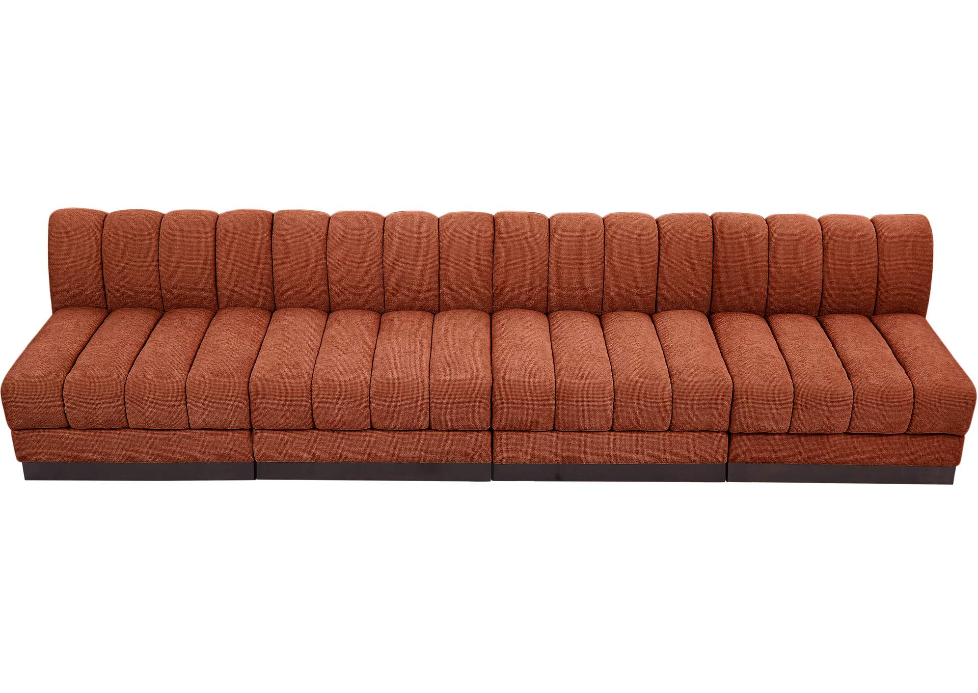 Quinn Cognac Chenille Fabric Modular Sofa