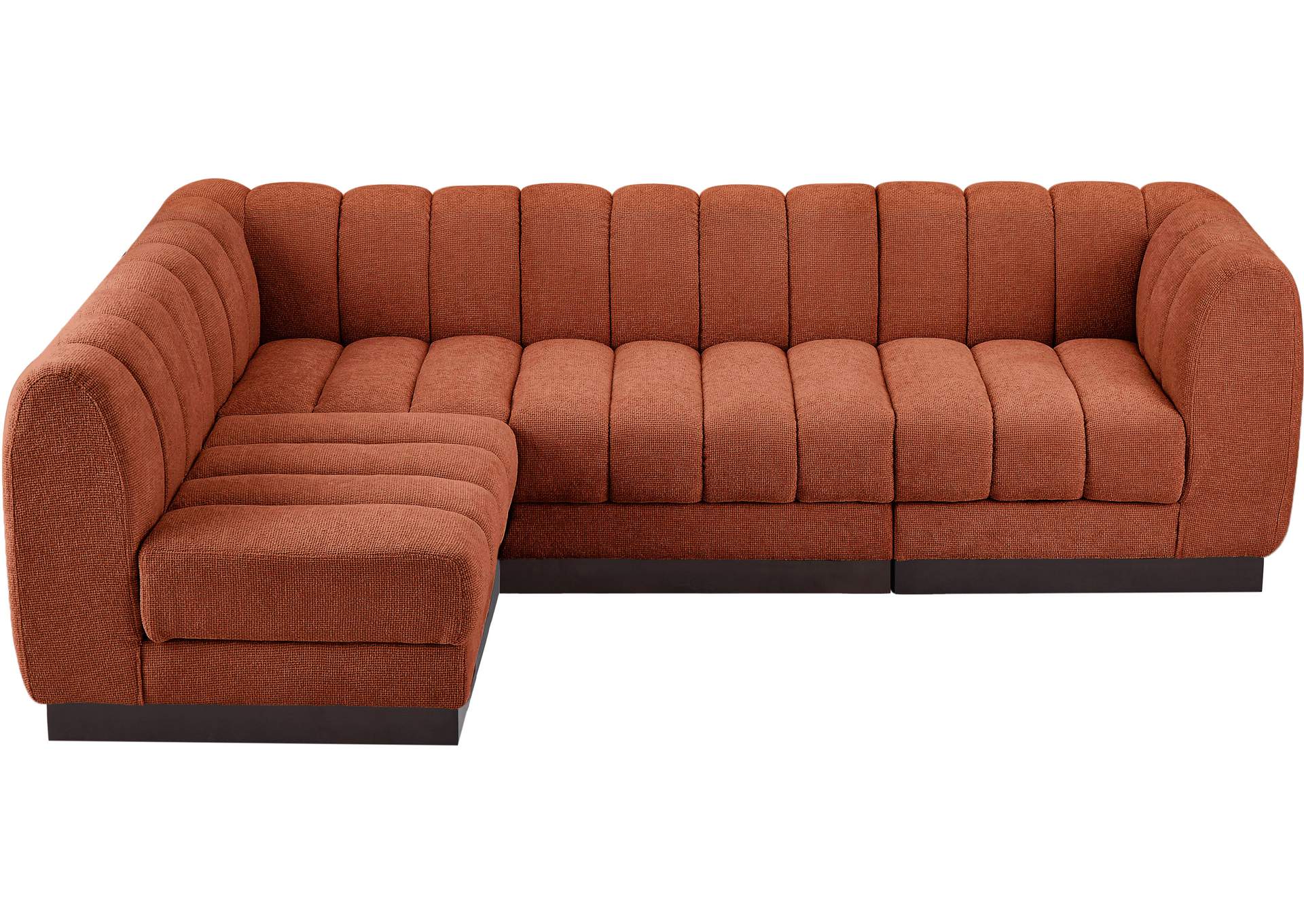 Quinn Cognac Chenille Fabric Modular Sectional