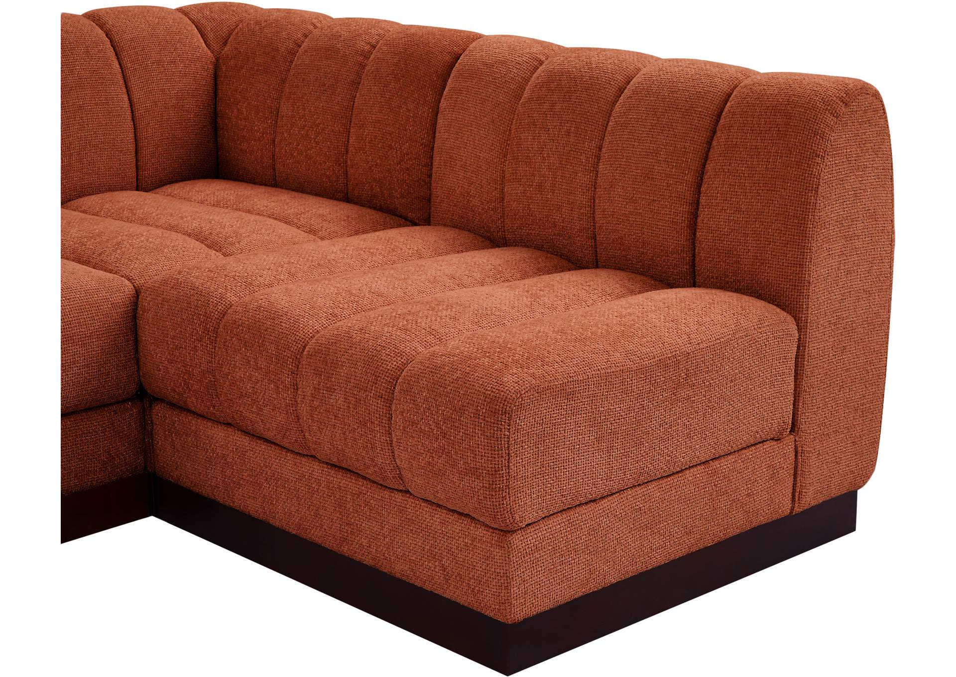 Quinn Cognac Chenille Fabric Modular Sectional