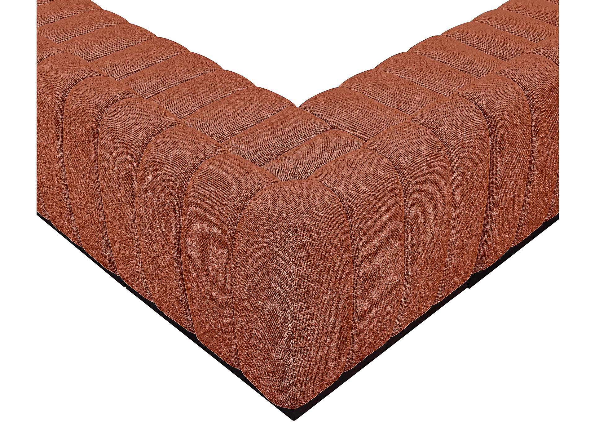 Quinn Cognac Chenille Fabric Modular Sectional