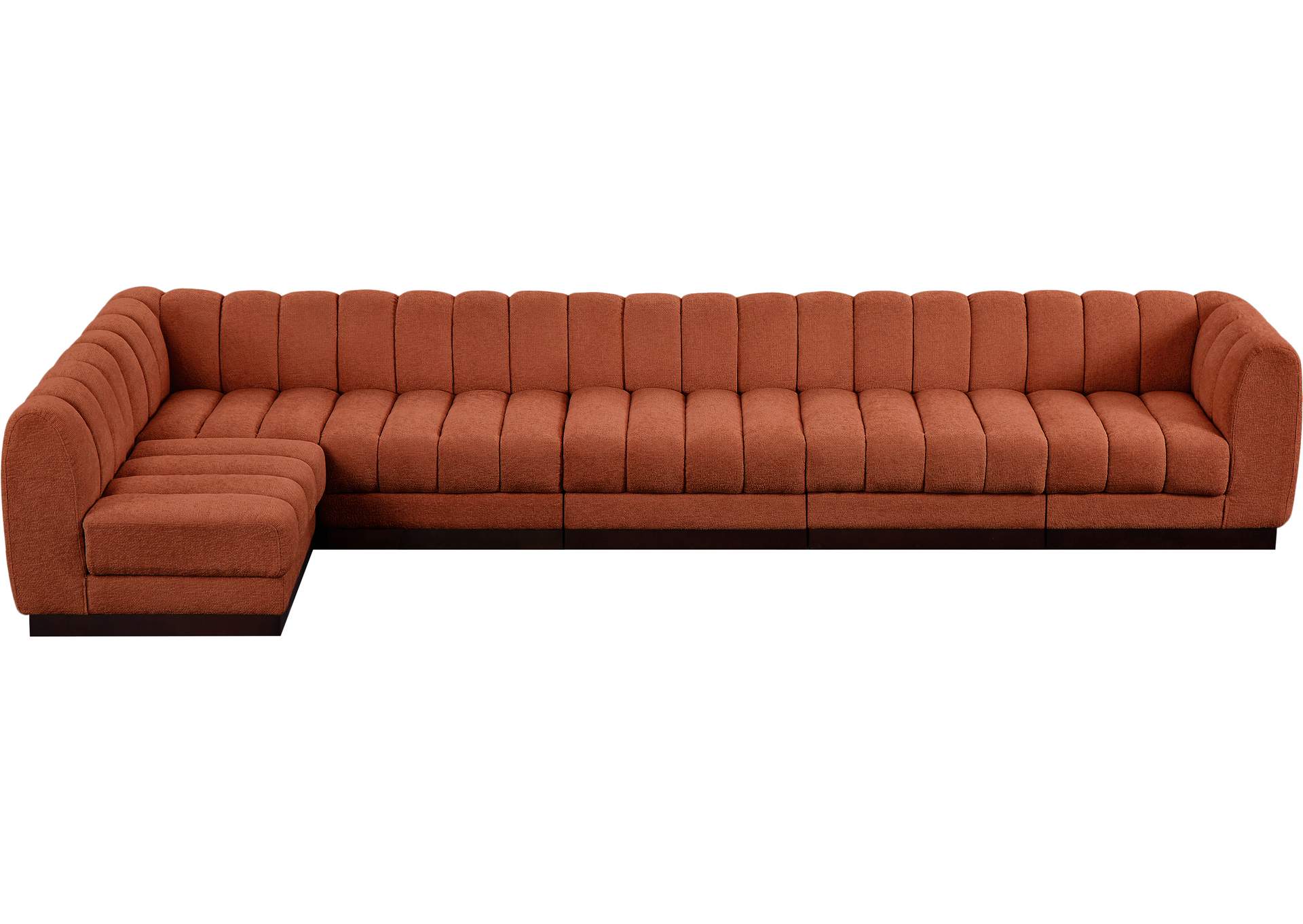 Quinn Cognac Chenille Fabric Modular Sectional