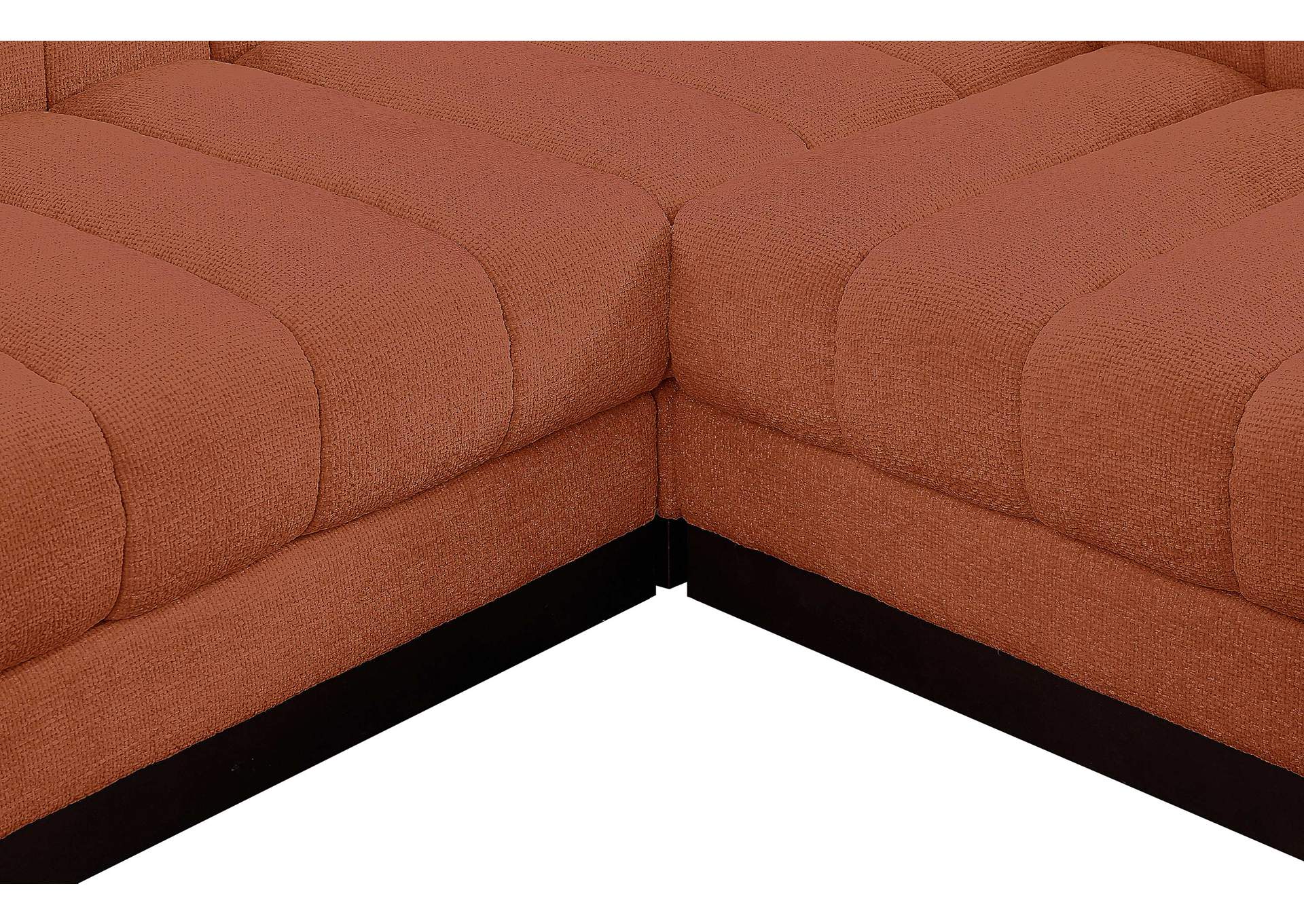Quinn Cognac Chenille Fabric Modular Sectional