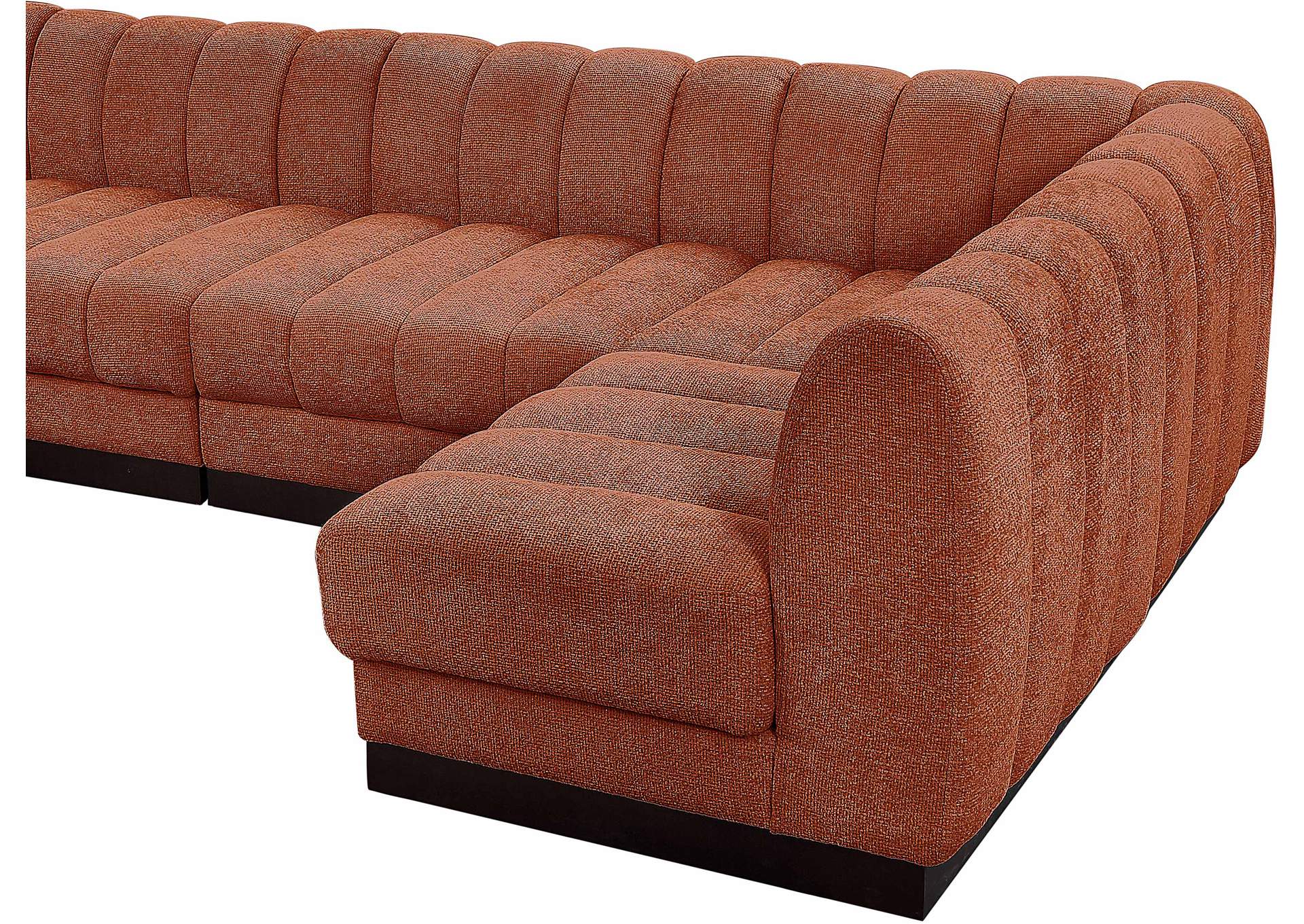 Quinn Cognac Chenille Fabric Modular Sectional