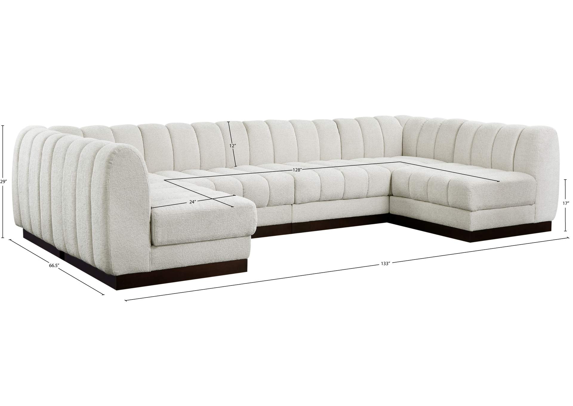 Quinn Cream Chenille Fabric Modular Sectional