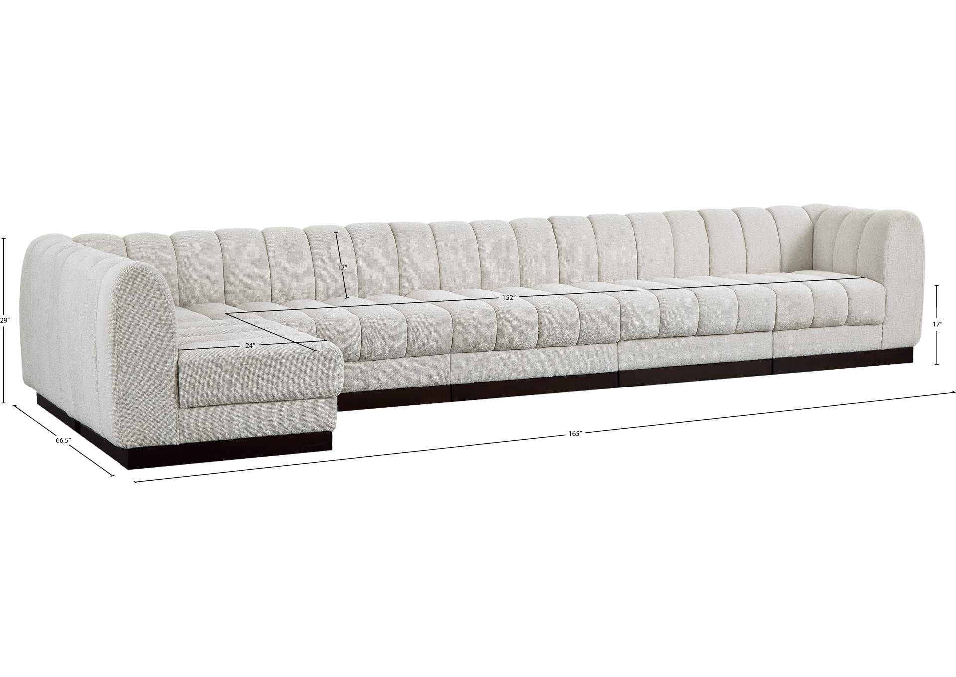 Quinn Cream Chenille Fabric Modular Sectional