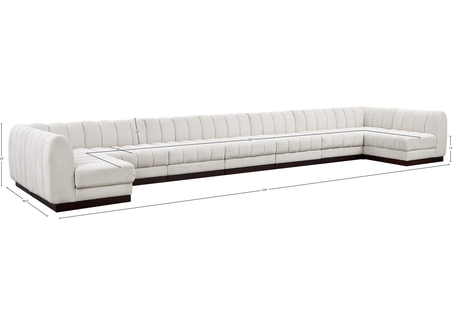 Quinn Cream Chenille Fabric Modular Sectional