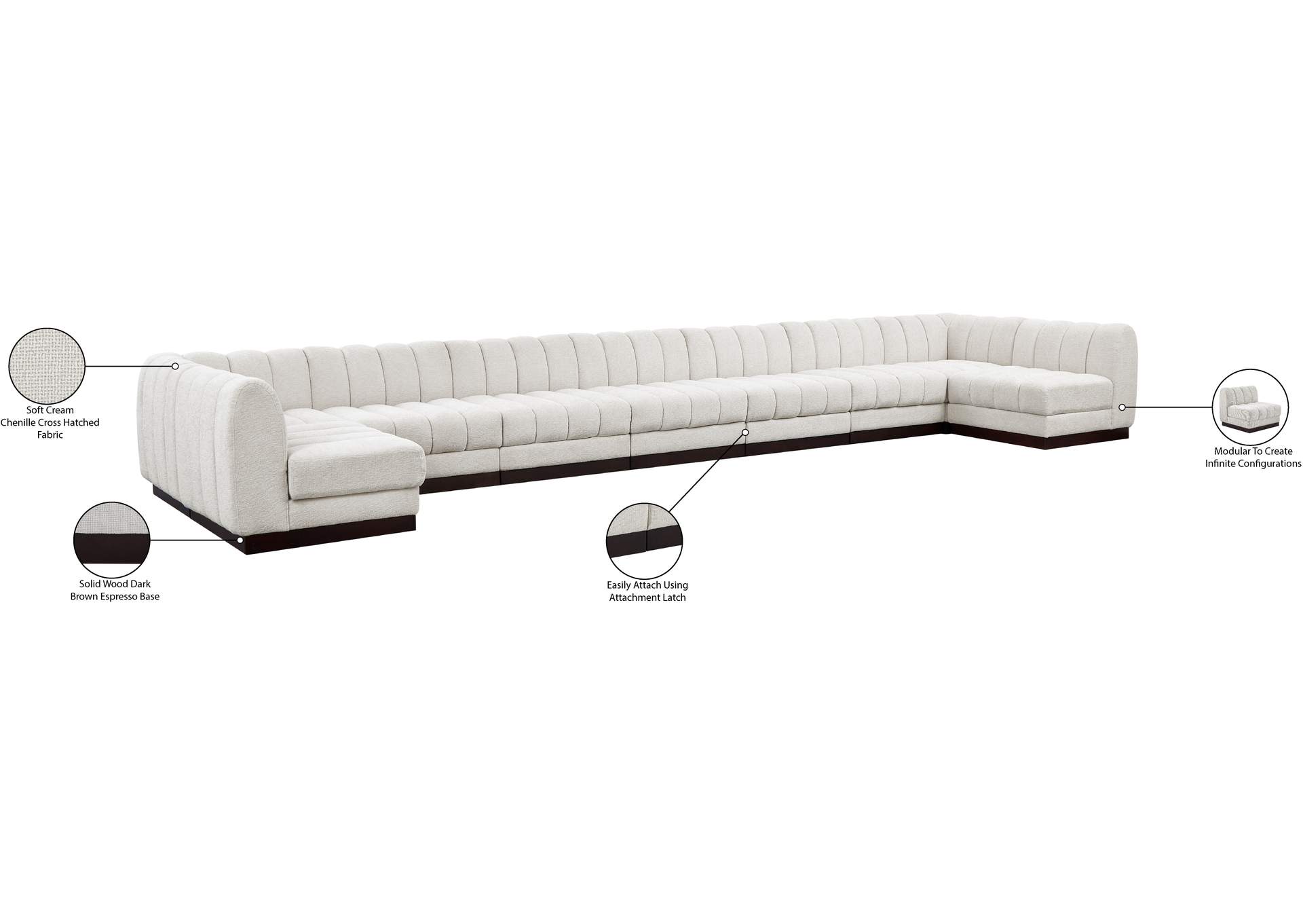 Quinn Cream Chenille Fabric Modular Sectional