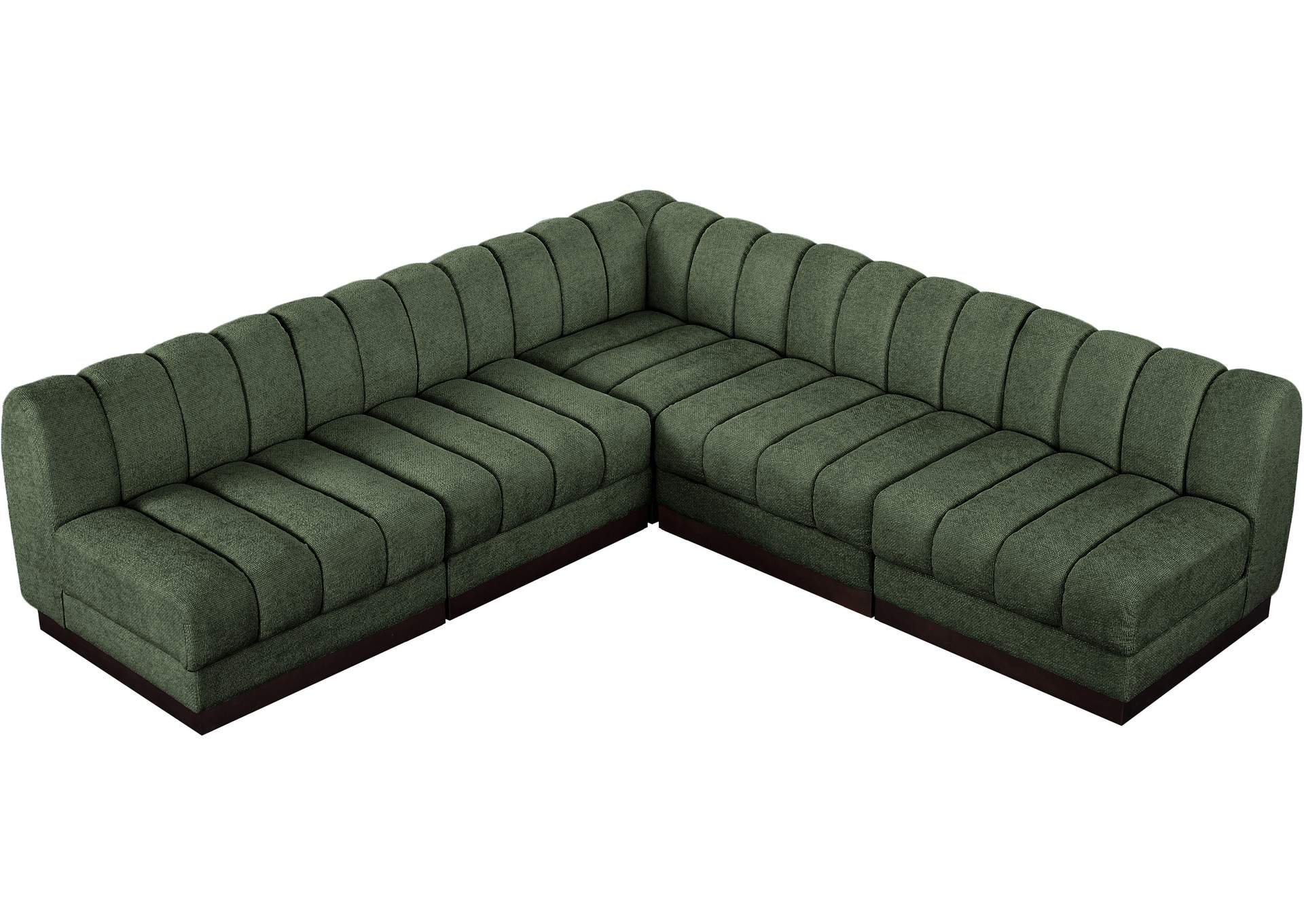 Quinn Green Chenille Fabric Modular Sectional