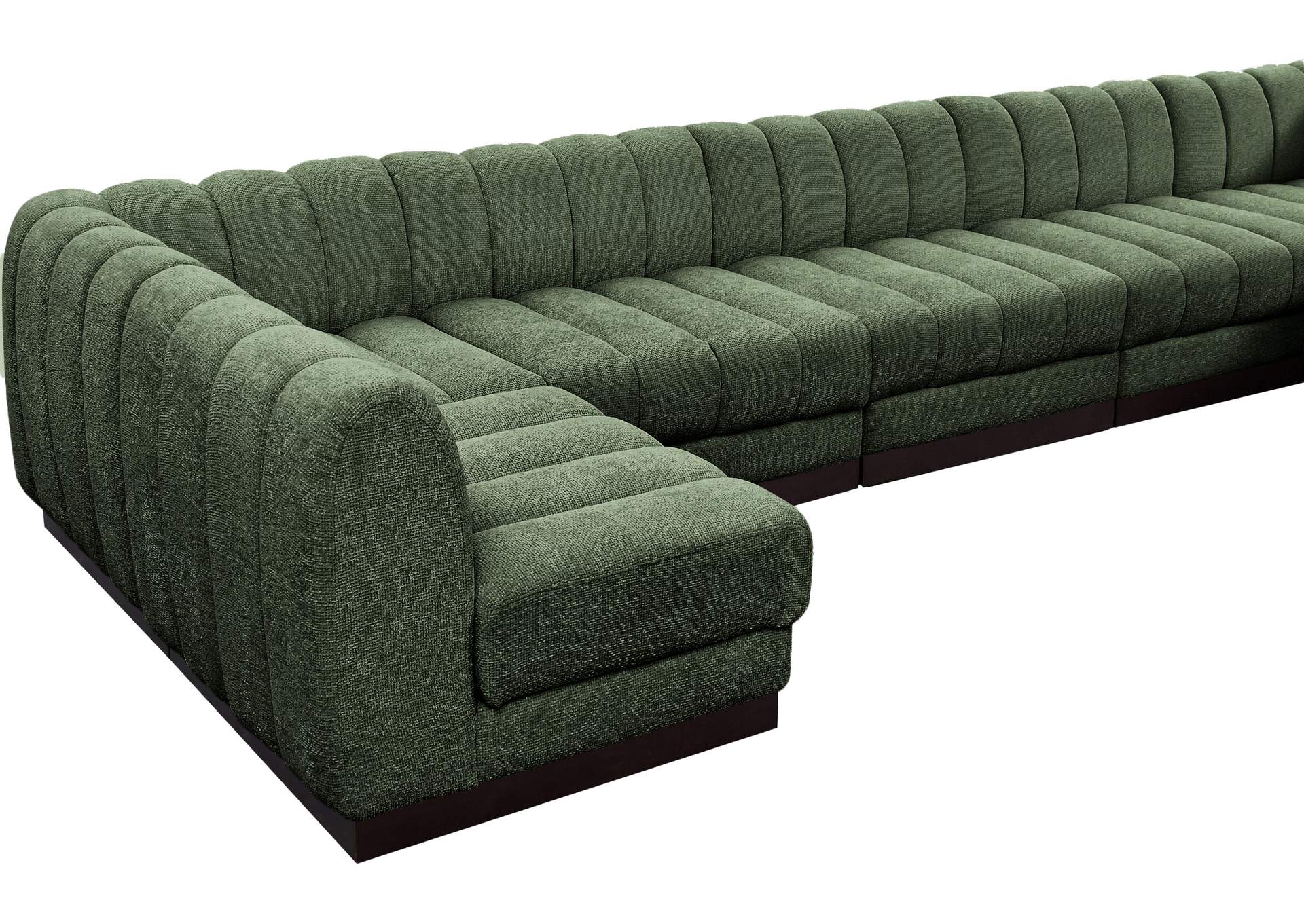 Quinn Green Chenille Fabric Modular Sectional