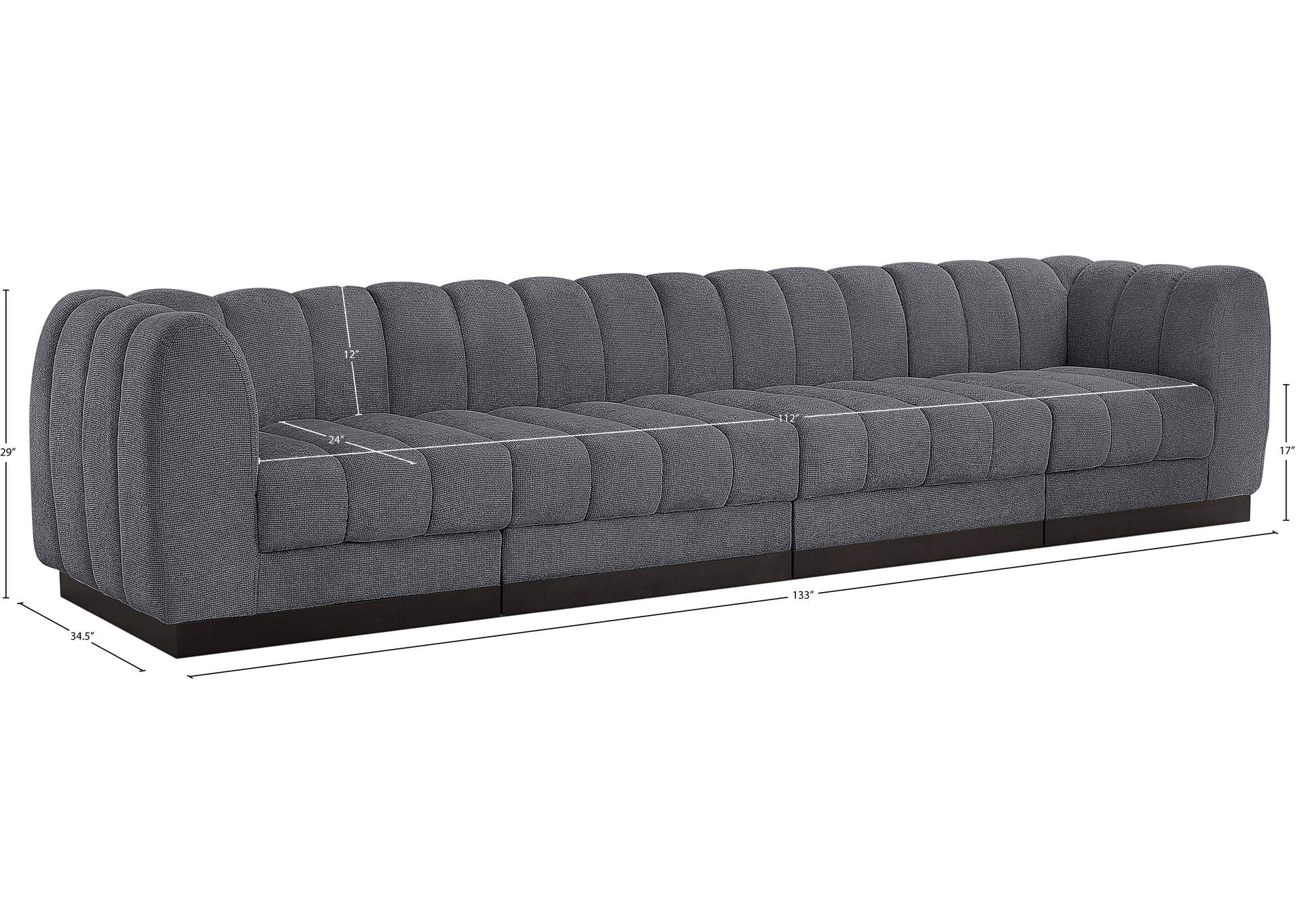 Quinn Grey Chenille Fabric Modular Sofa