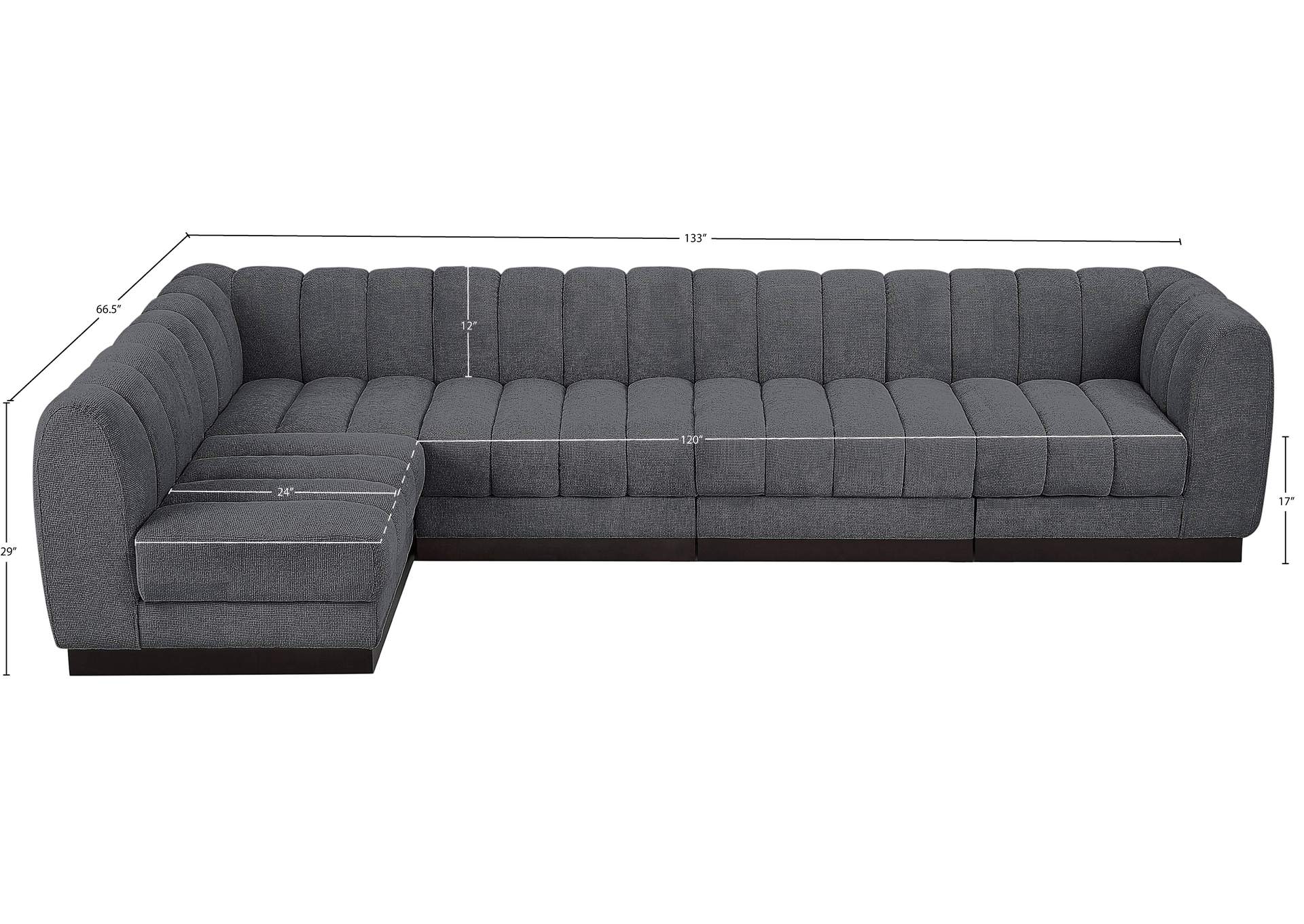 Quinn Grey Chenille Fabric Modular Sectional