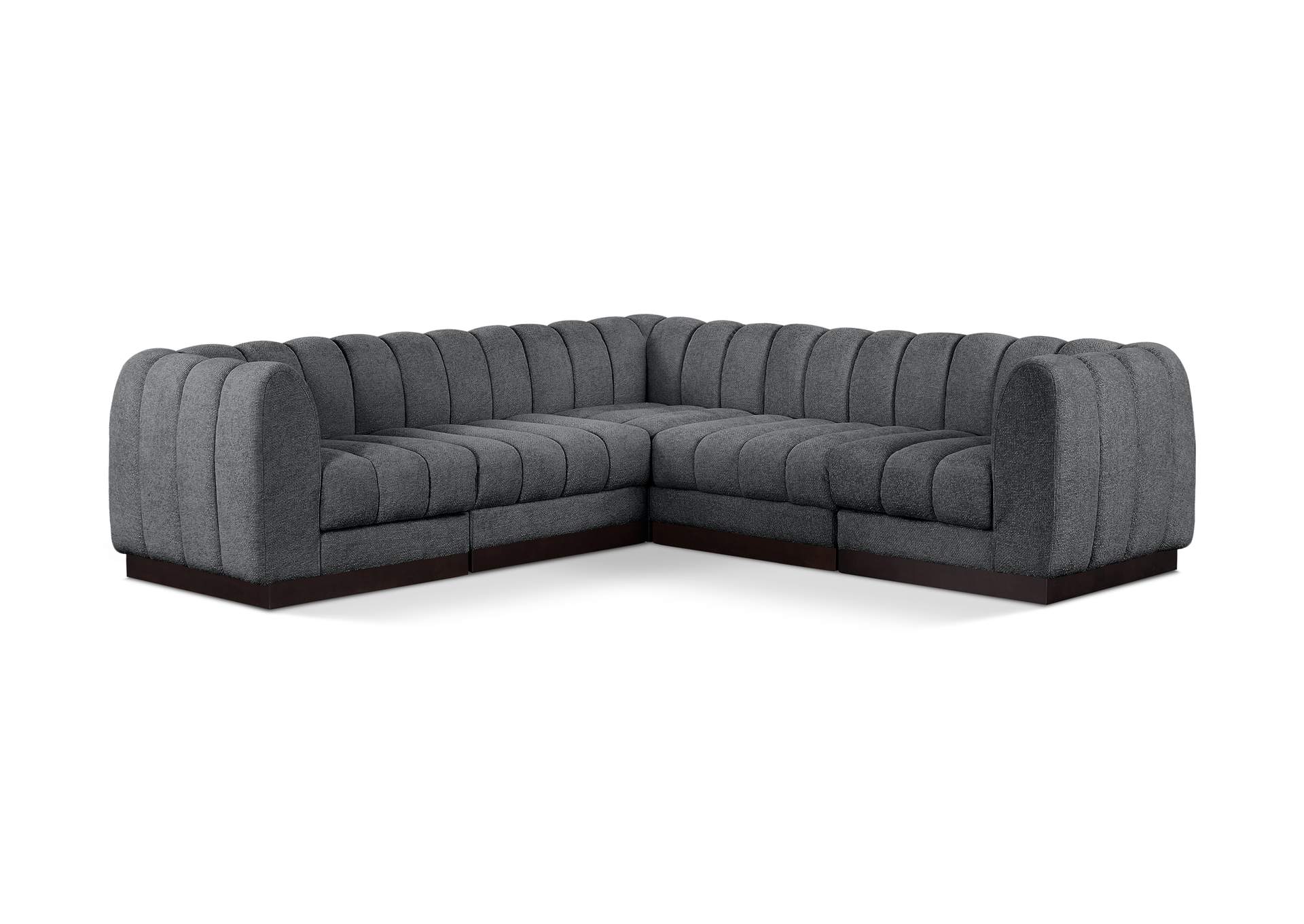 Quinn Grey Chenille Fabric Modular Sectional