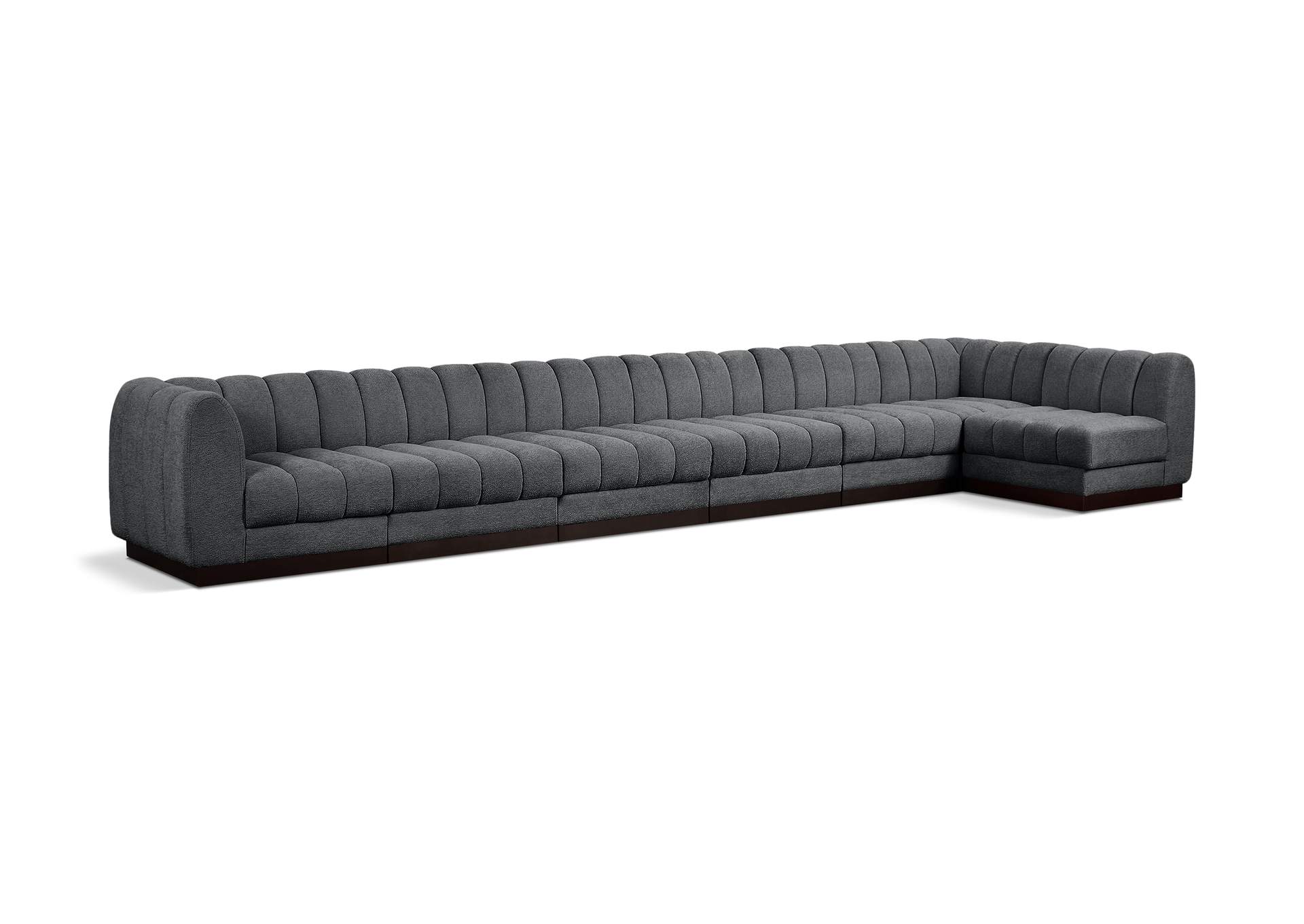 Quinn Grey Chenille Fabric Modular Sectional