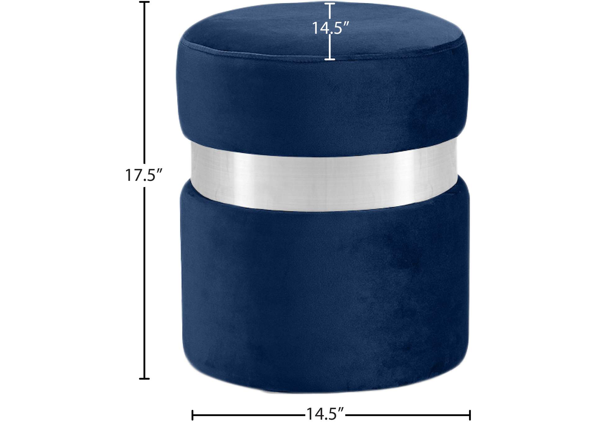 Hailey Navy Velvet Ottoman - Stool