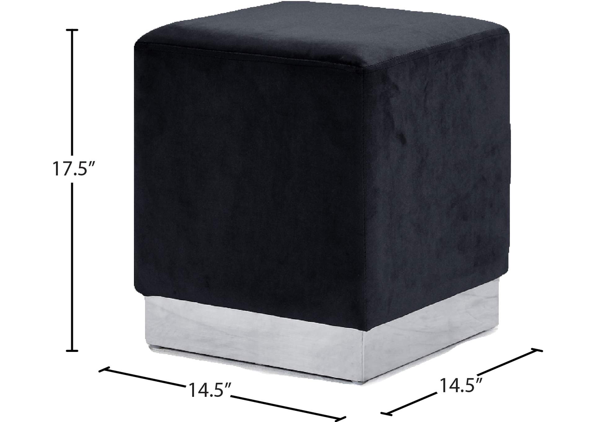 Jax Black Velvet Ottoman - Stool