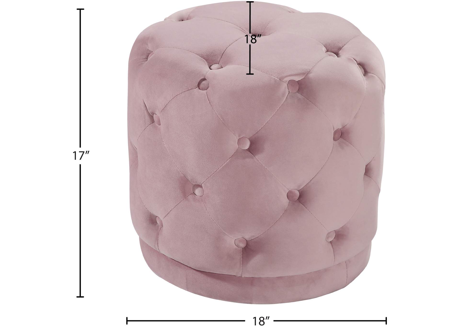 Harper Pink Velvet Ottoman - Stool