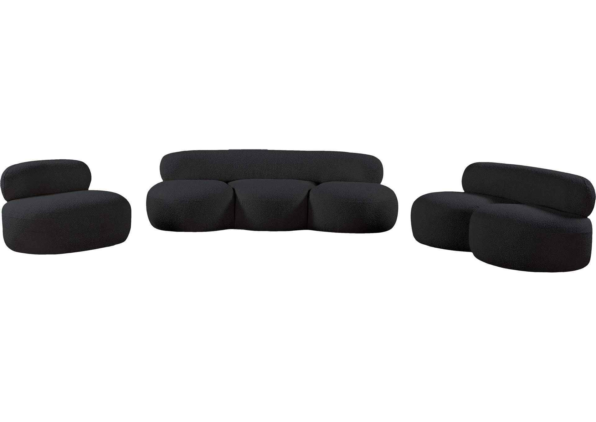 Venti Black Boucle Fabric Loveseat