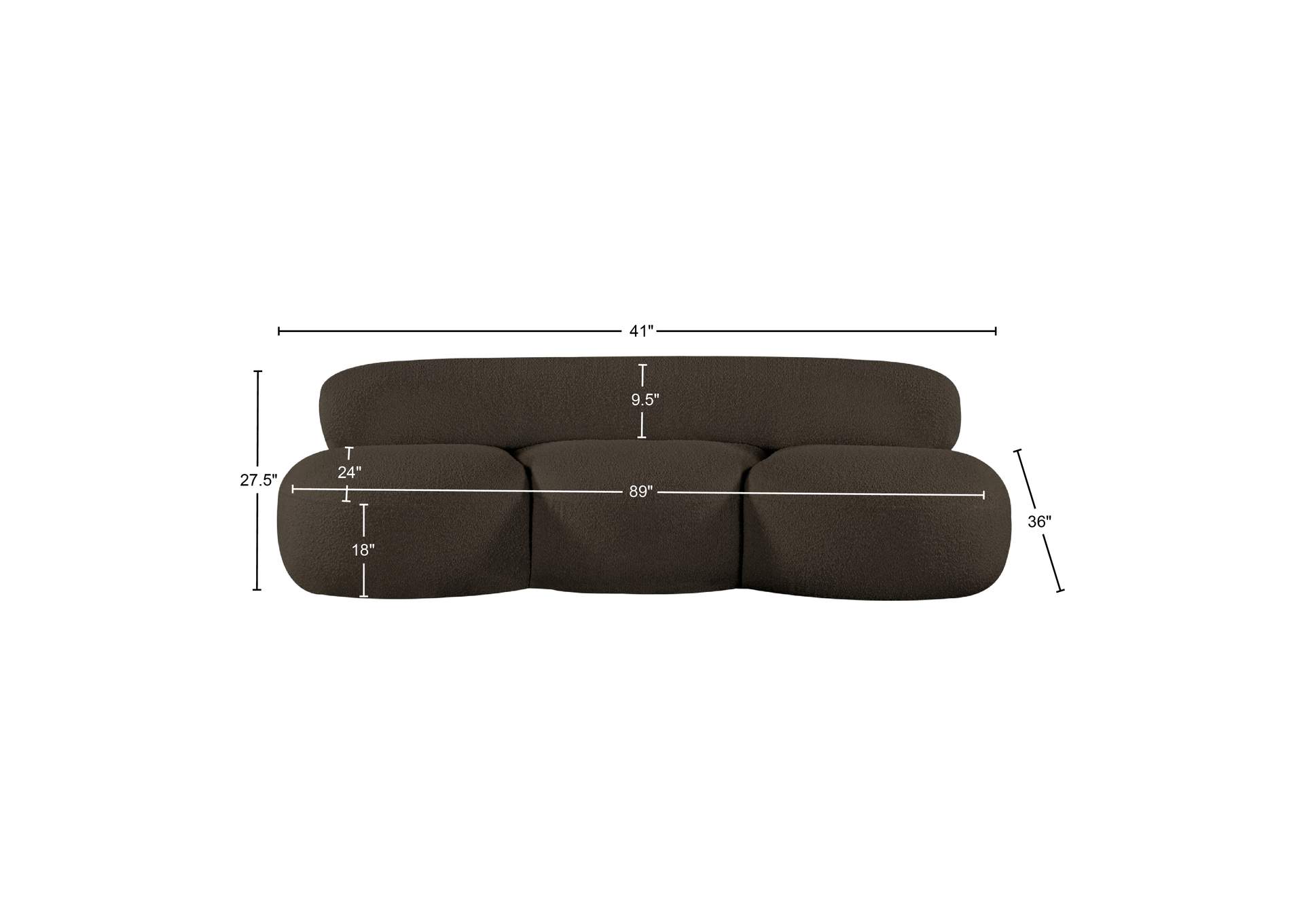 Venti Brown Boucle Fabric Sofa