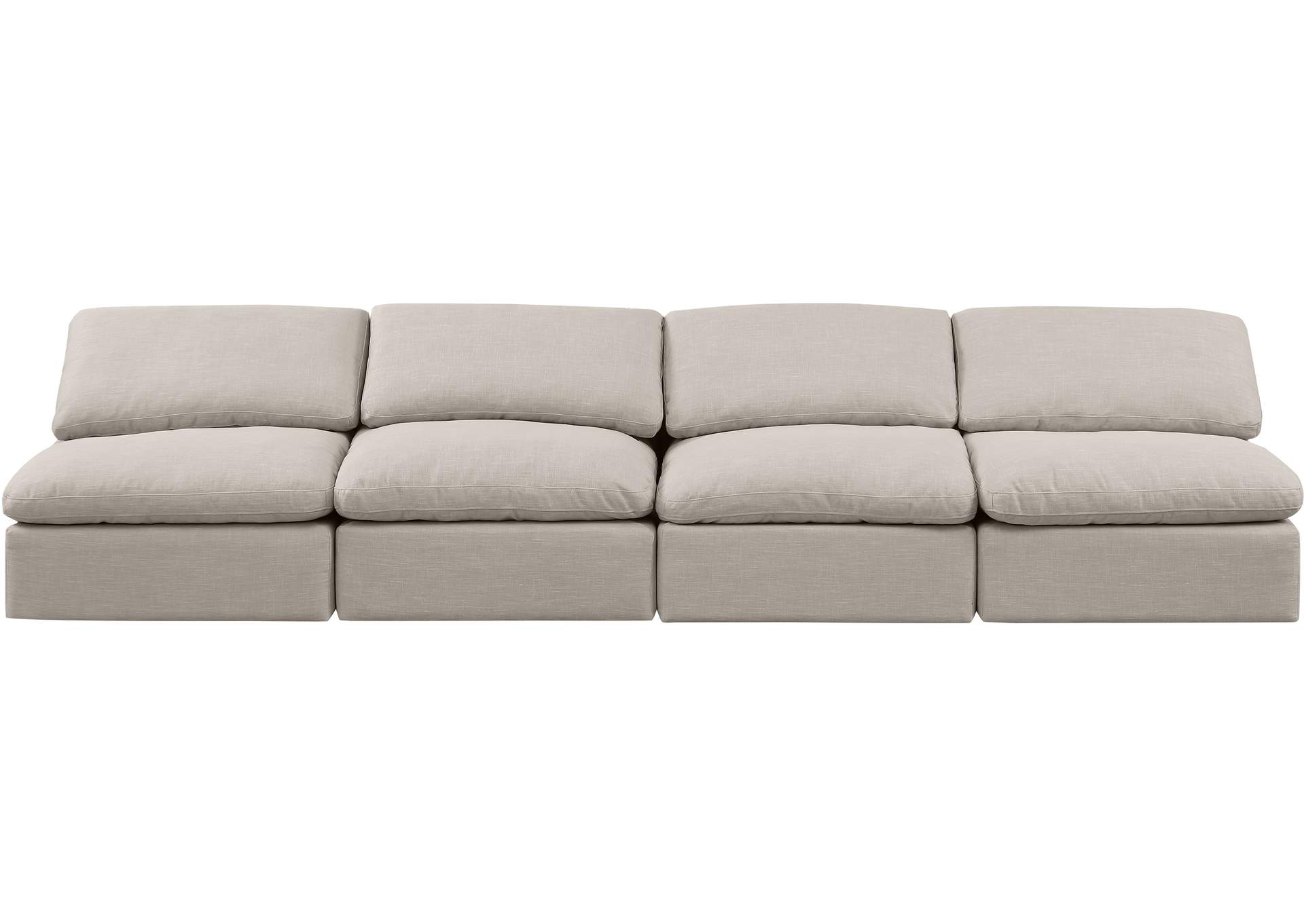 Indulge Beige Linen Textured Fabric Modular Sofa