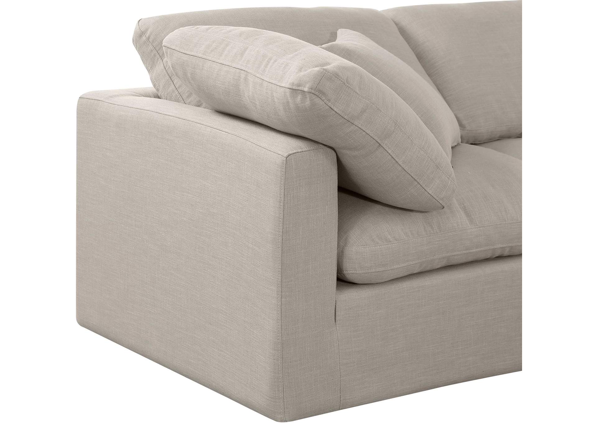 Indulge Beige Linen Textured Fabric Modular Sofa